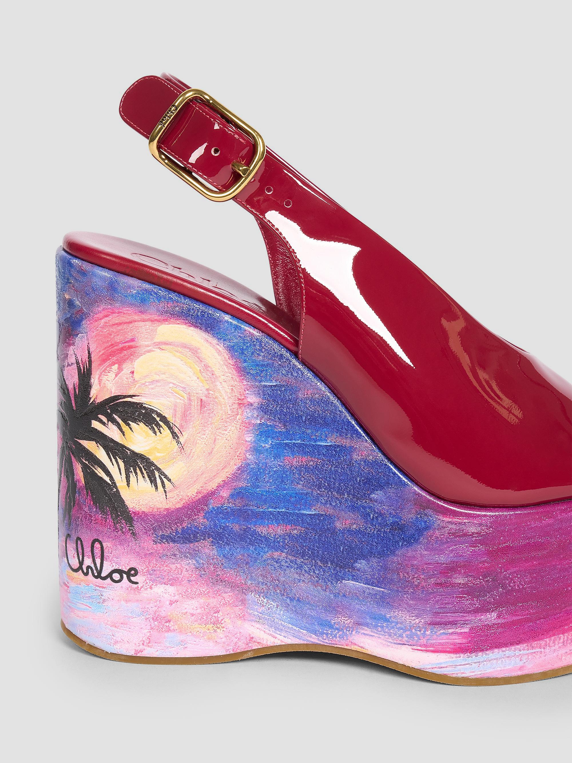 Chloé Maxime 100MM Patent Leather Platform Wedge Sandals | Saks