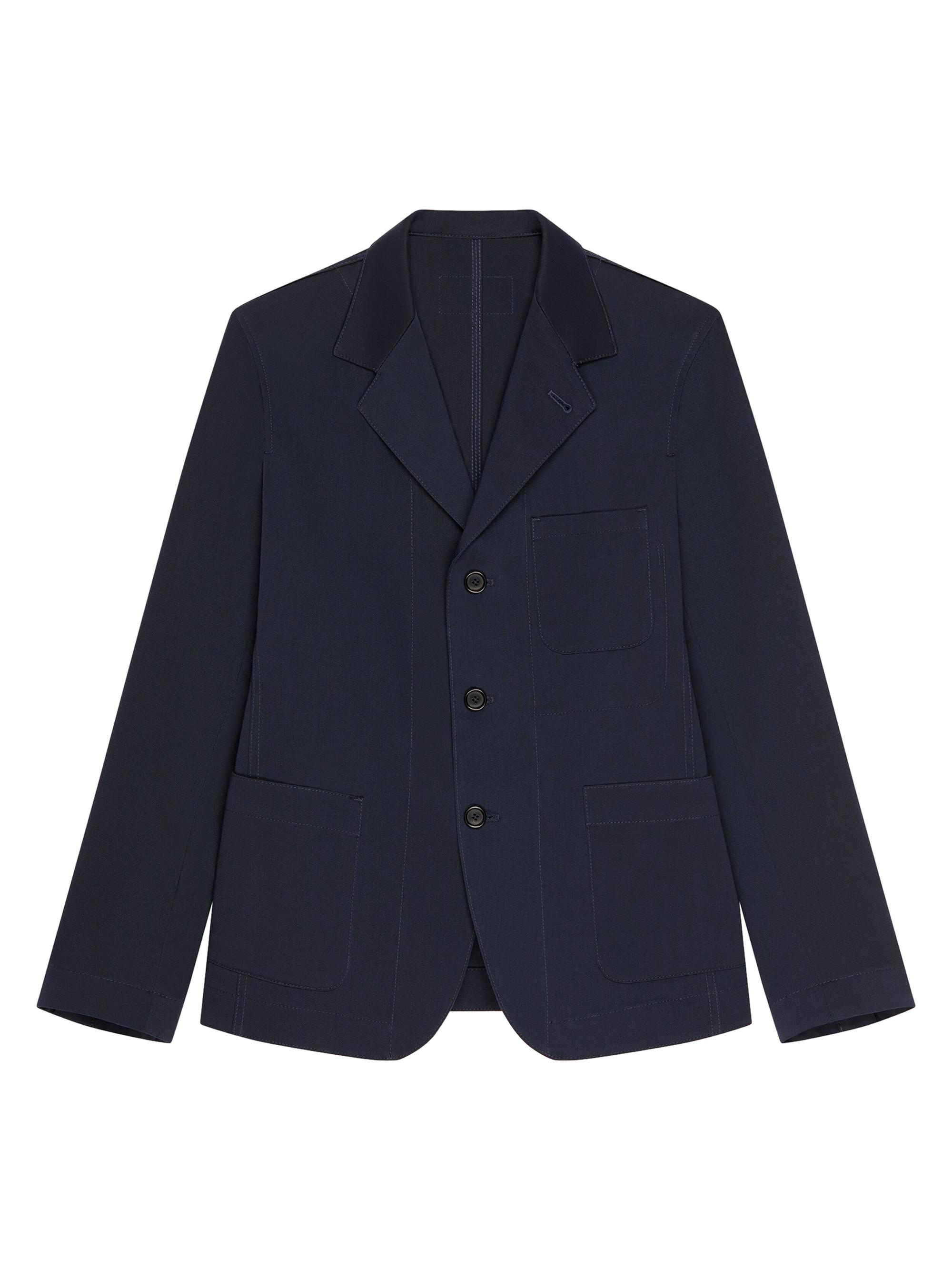 Givenchy Men's Single-Breasted Deconstructed Jacket in Cotton - Dark Navy