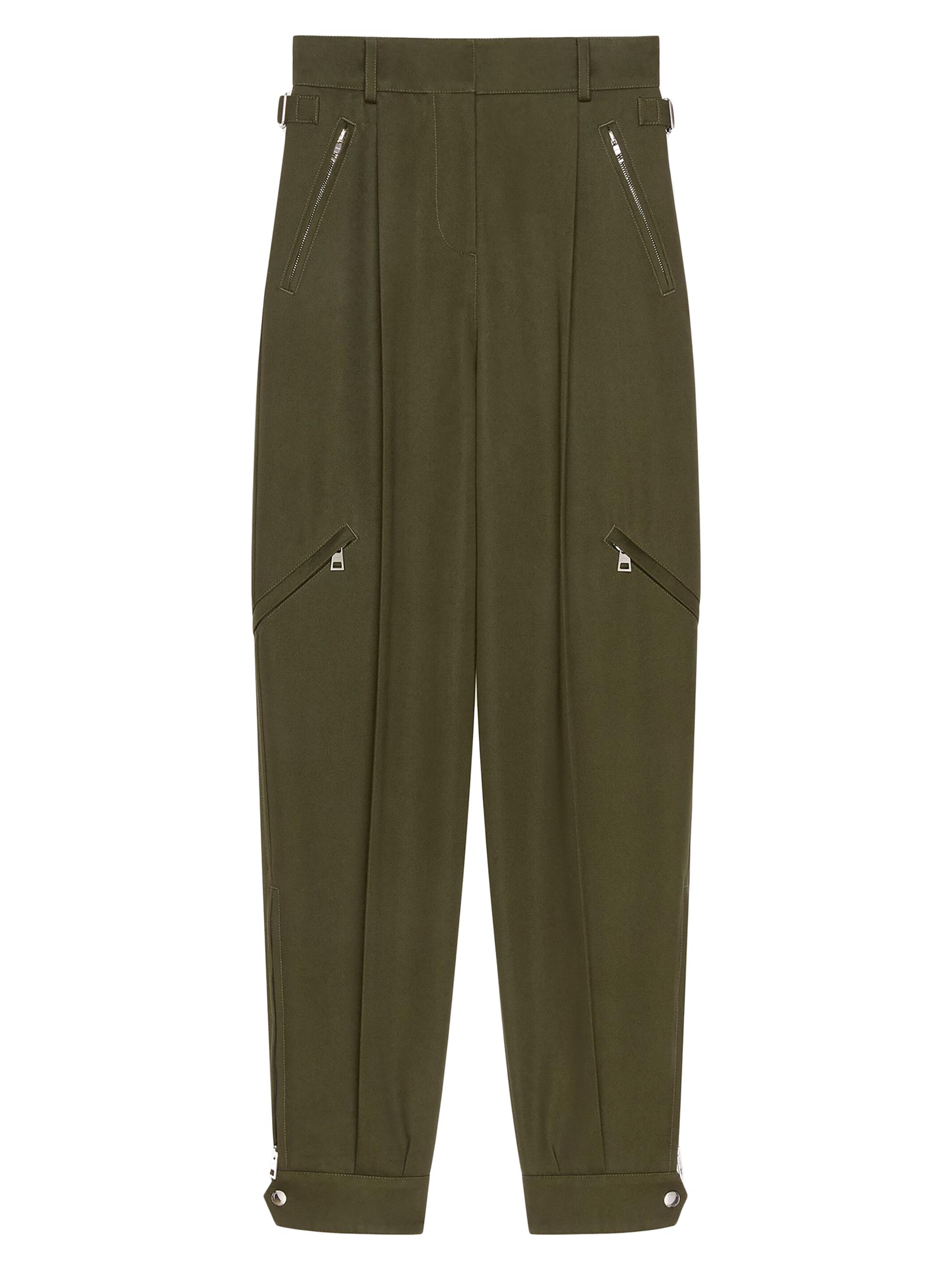 Givenchy Women's Zipped Pants in Cotton and Wool - Khaki