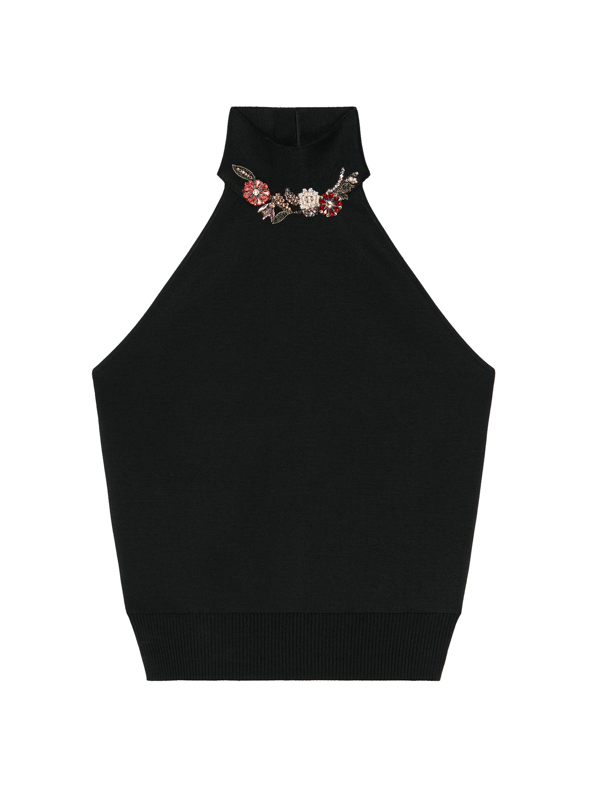 Givenchy Women's Halterneck Top in Viscose with Crystals - Black