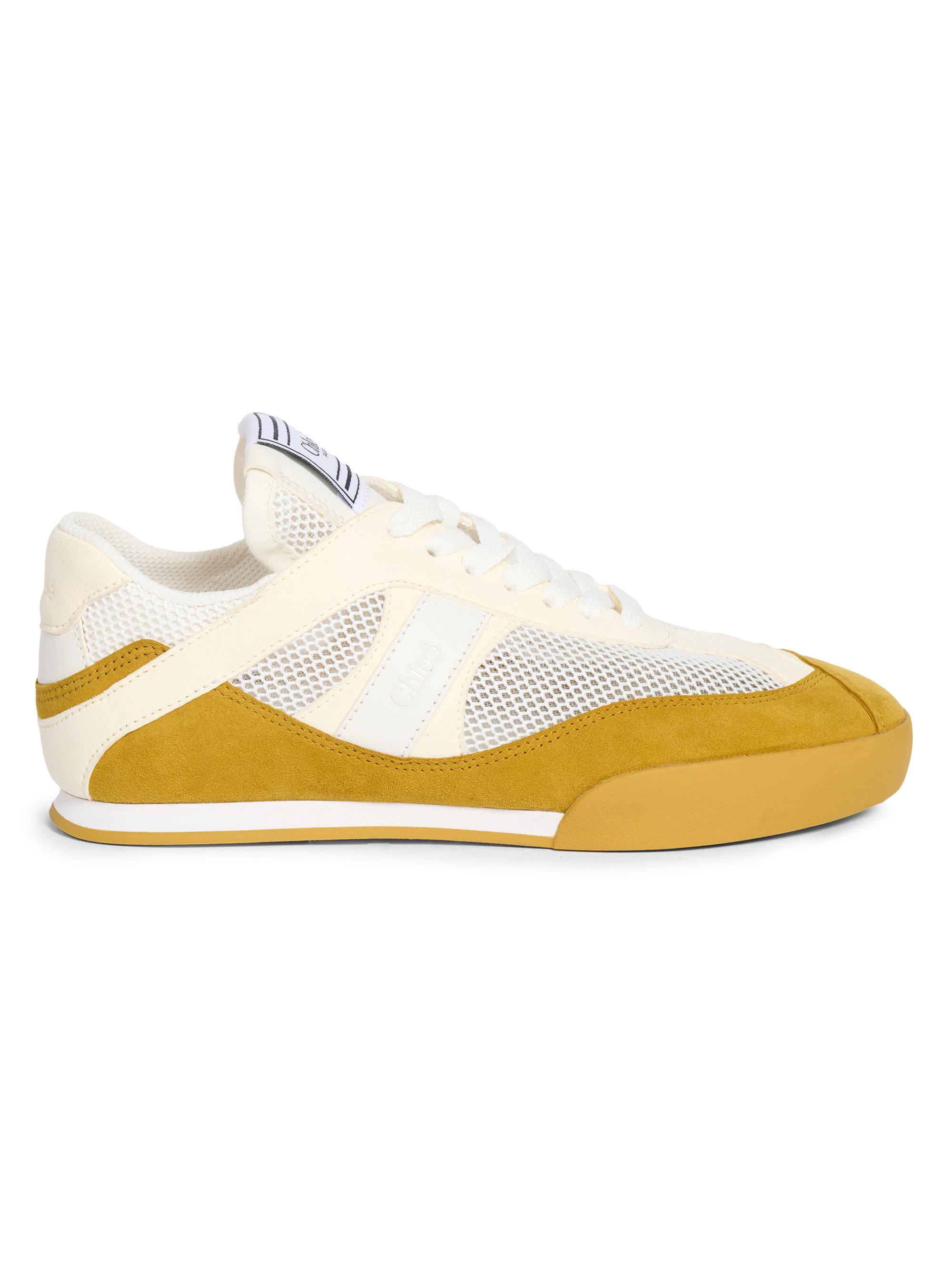 Colorblocked Mesh Panel Leather Sneakers