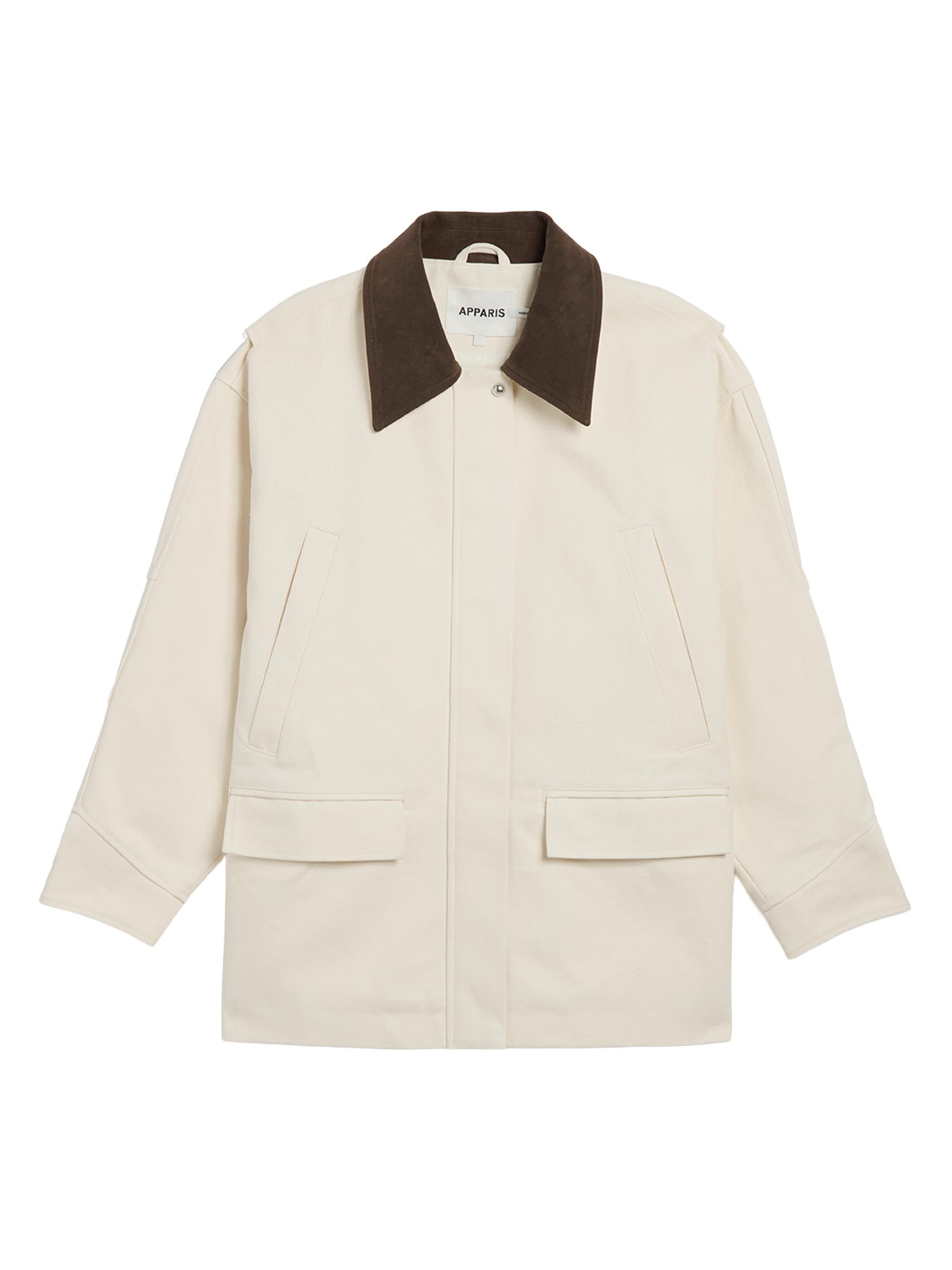 Apparis Women's Clive Canvas Workwear Jacket - Off White And Dark Brown