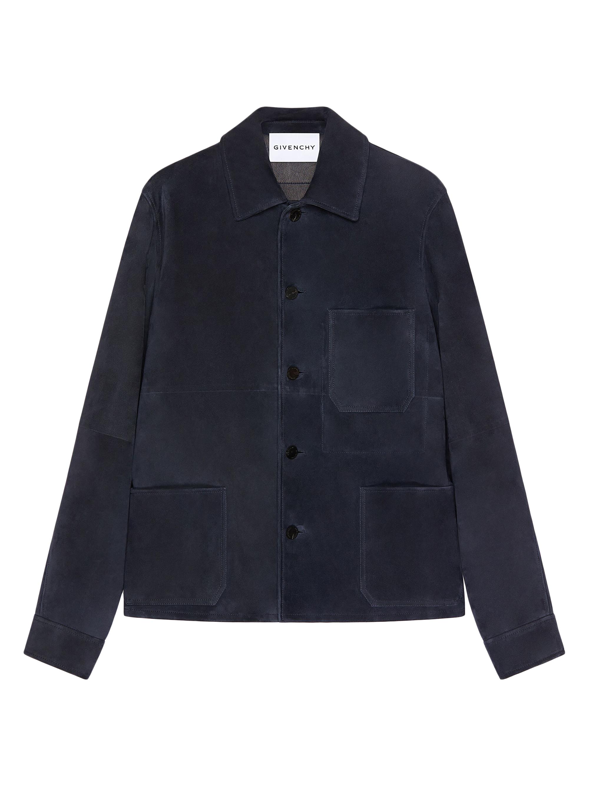 Givenchy Men's Couture Seam Overshirt in Suede - Dark Navy