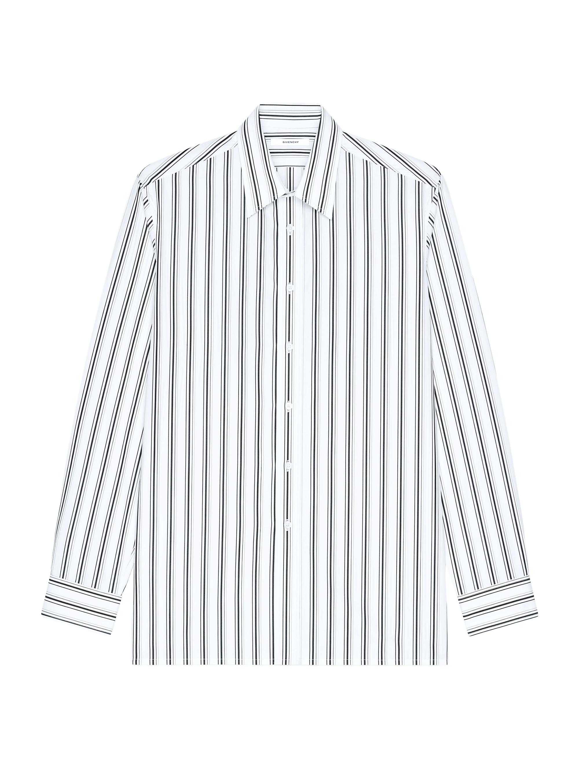 Striped Shirt in Poplin with Surrealism Print