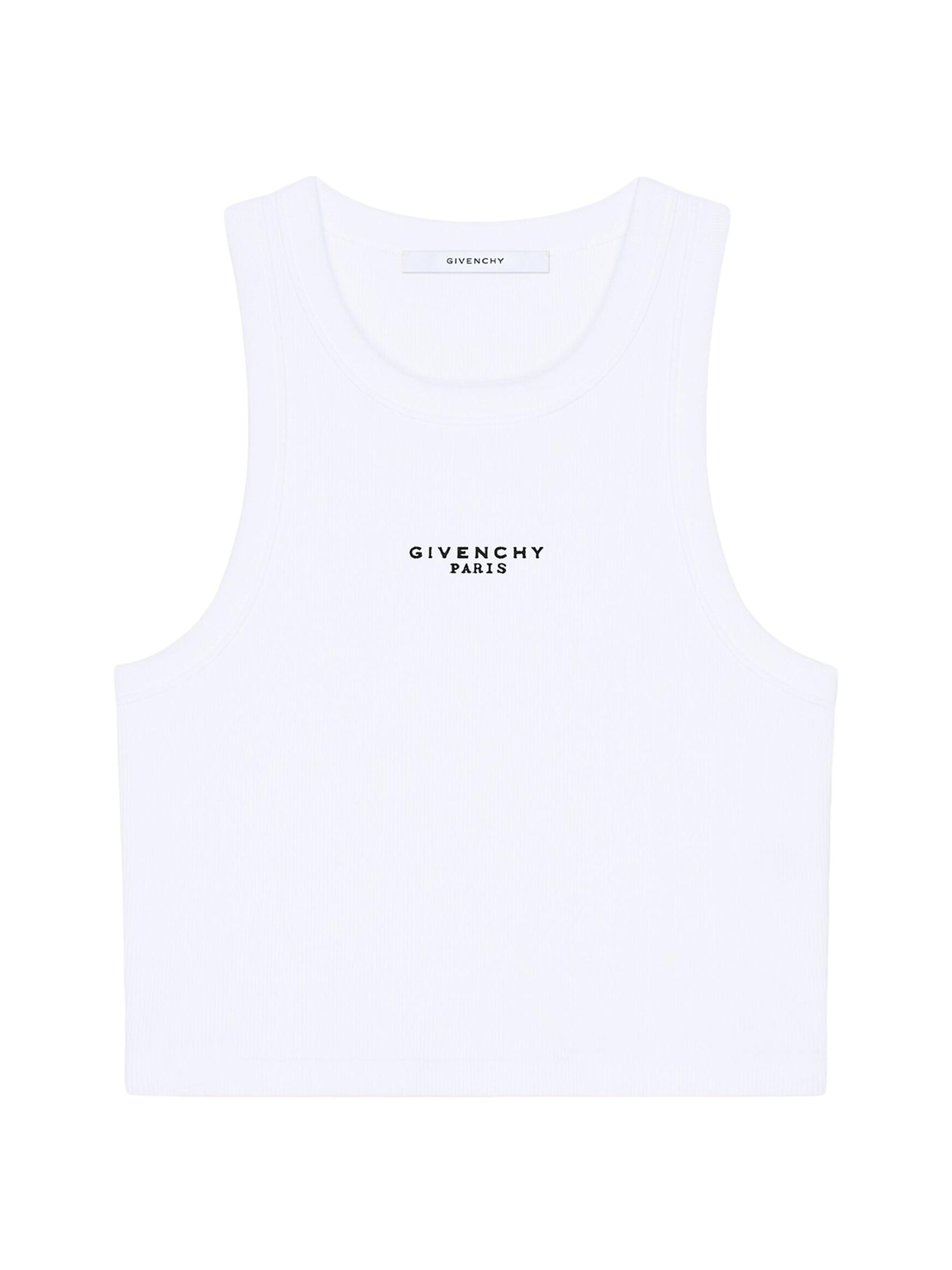 Givenchy Women's Cropped Tank Top in Cotton with Paris Print - White