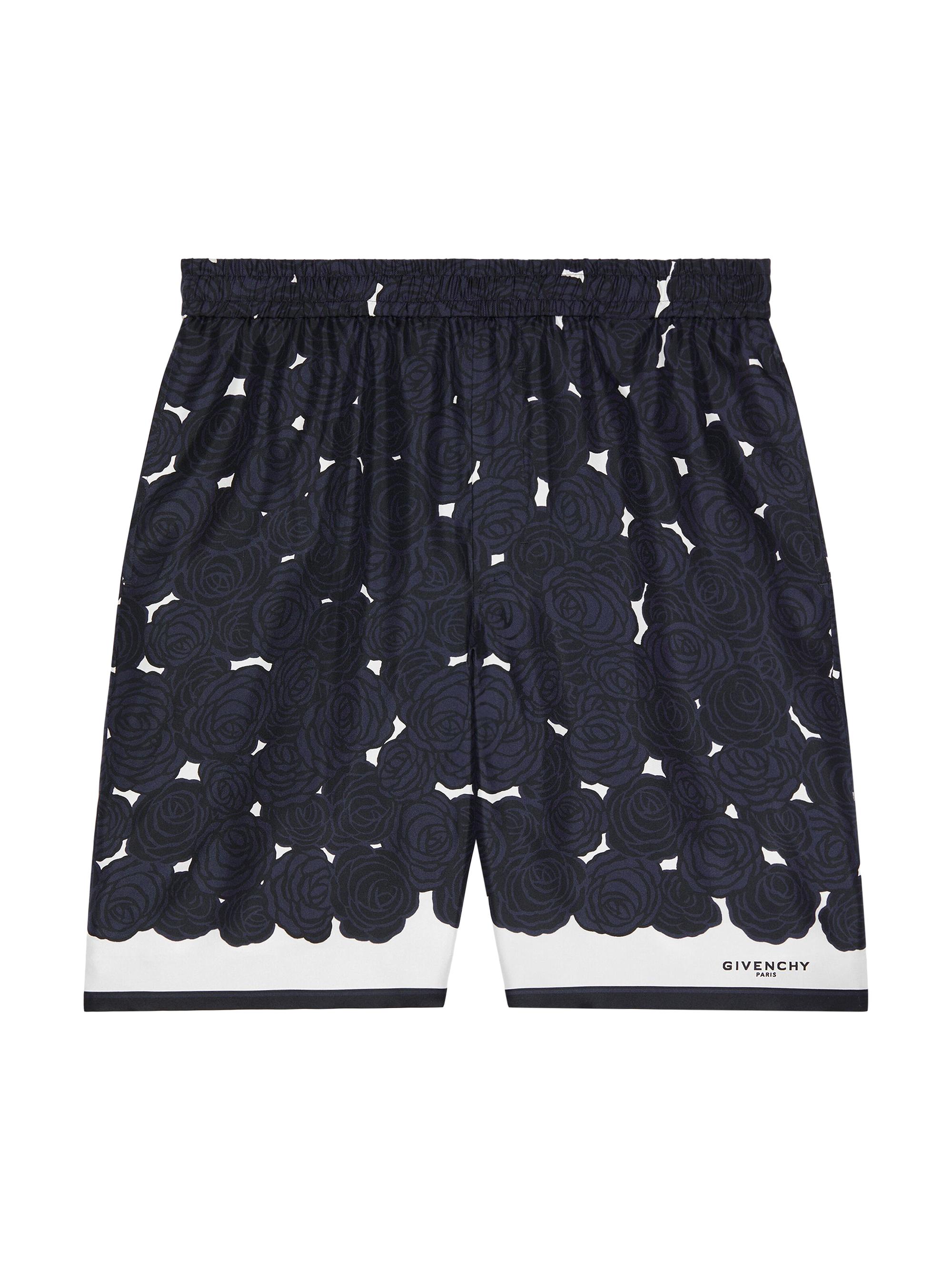 Givenchy Men's Bermuda Shorts in Silk with Flowers Print - Dark Navy