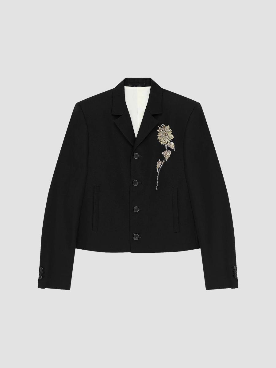 Givenchy Embellished Single-Breasted Cropped Jacket in Wool | Saks ...