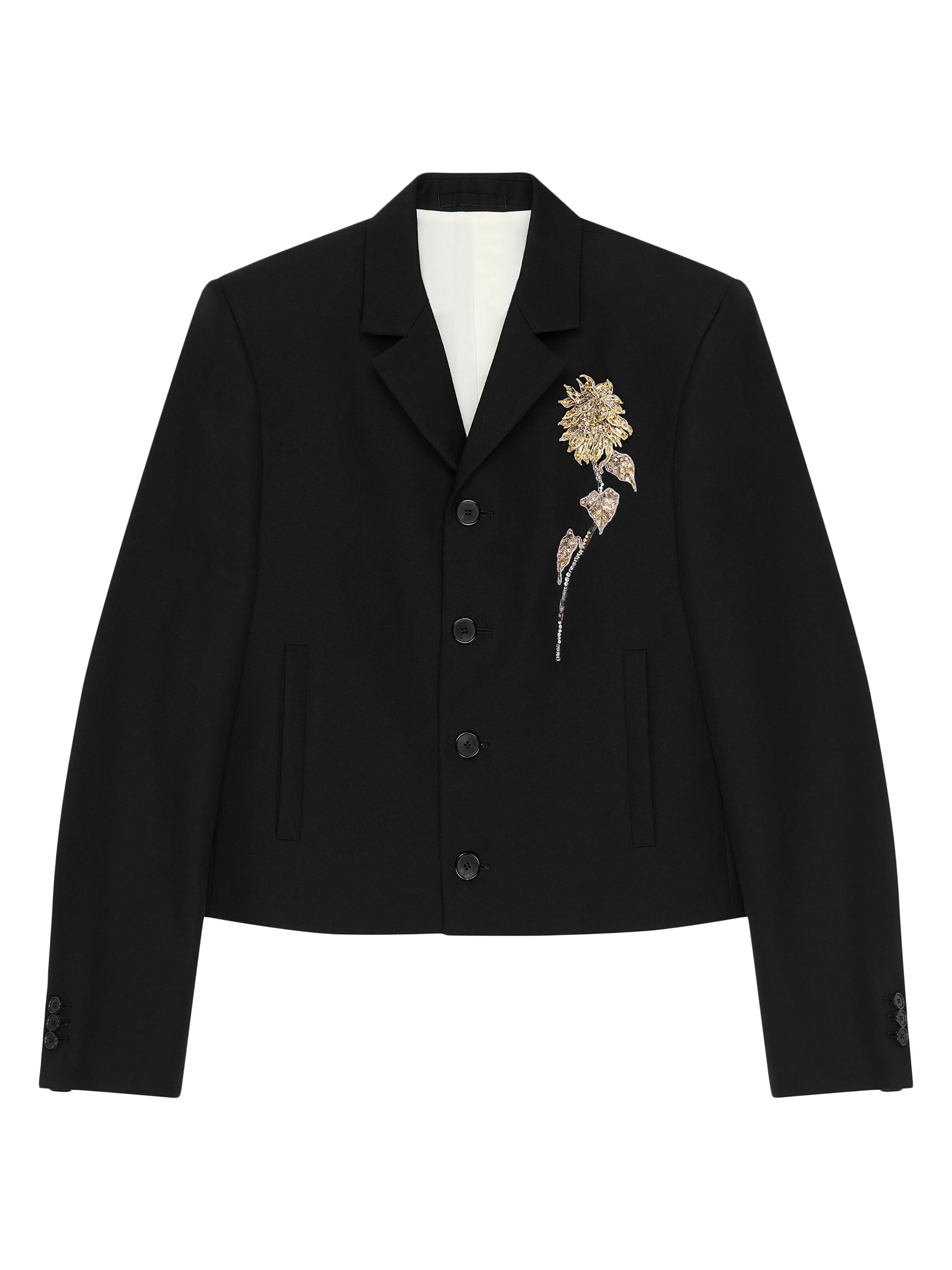 Givenchy Men's Embellished Single-Breasted Cropped Jacket in Wool - Black