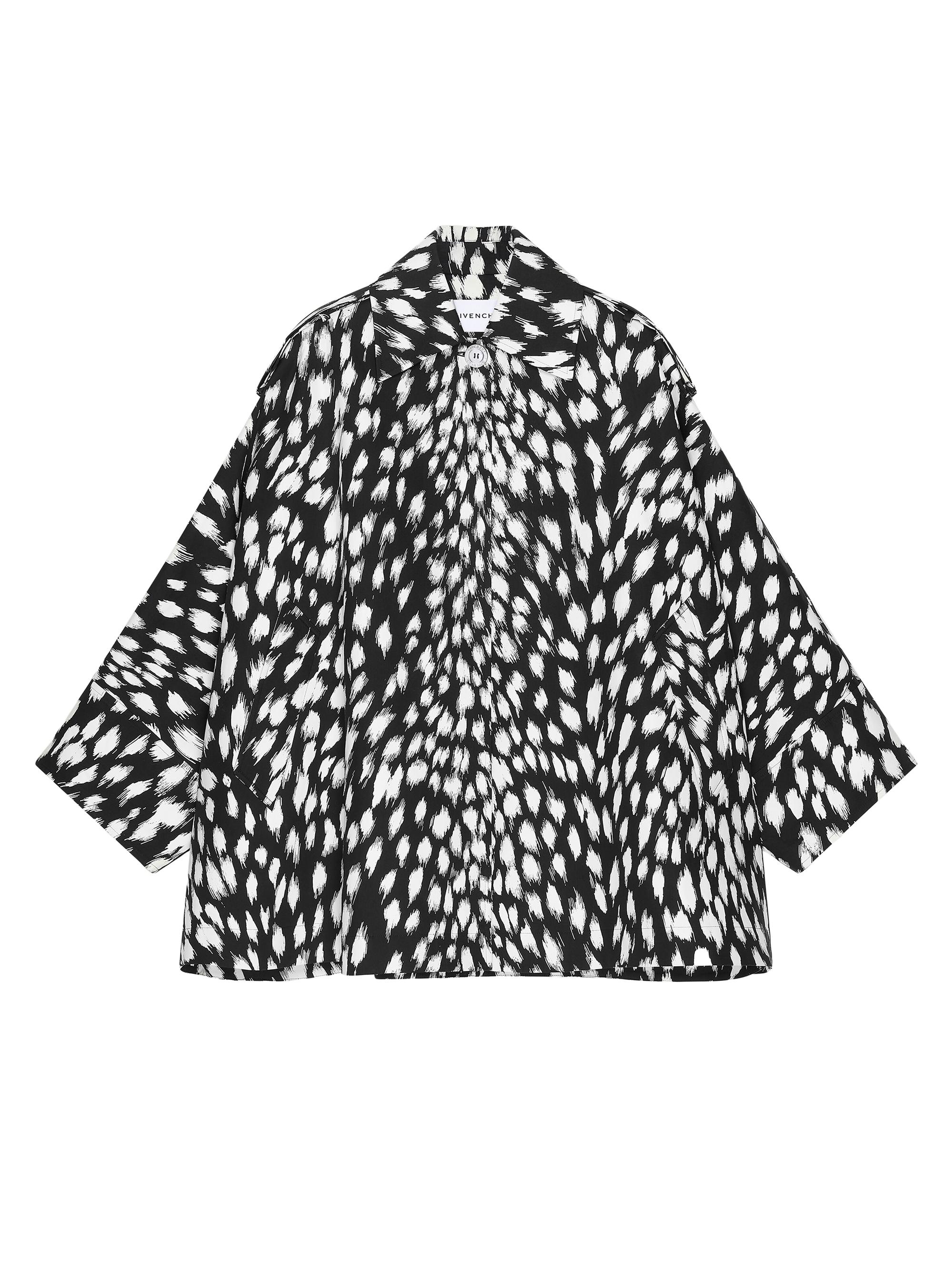 Givenchy Women's Cocoon Short Trench in Cotton with Animal Print - Black