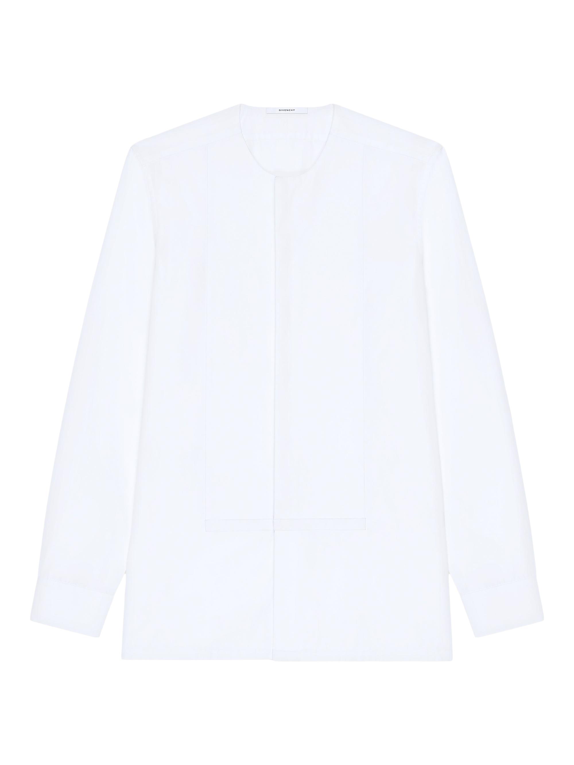 Givenchy Men's Collarless Tuxedo Shirt in Poplin - White