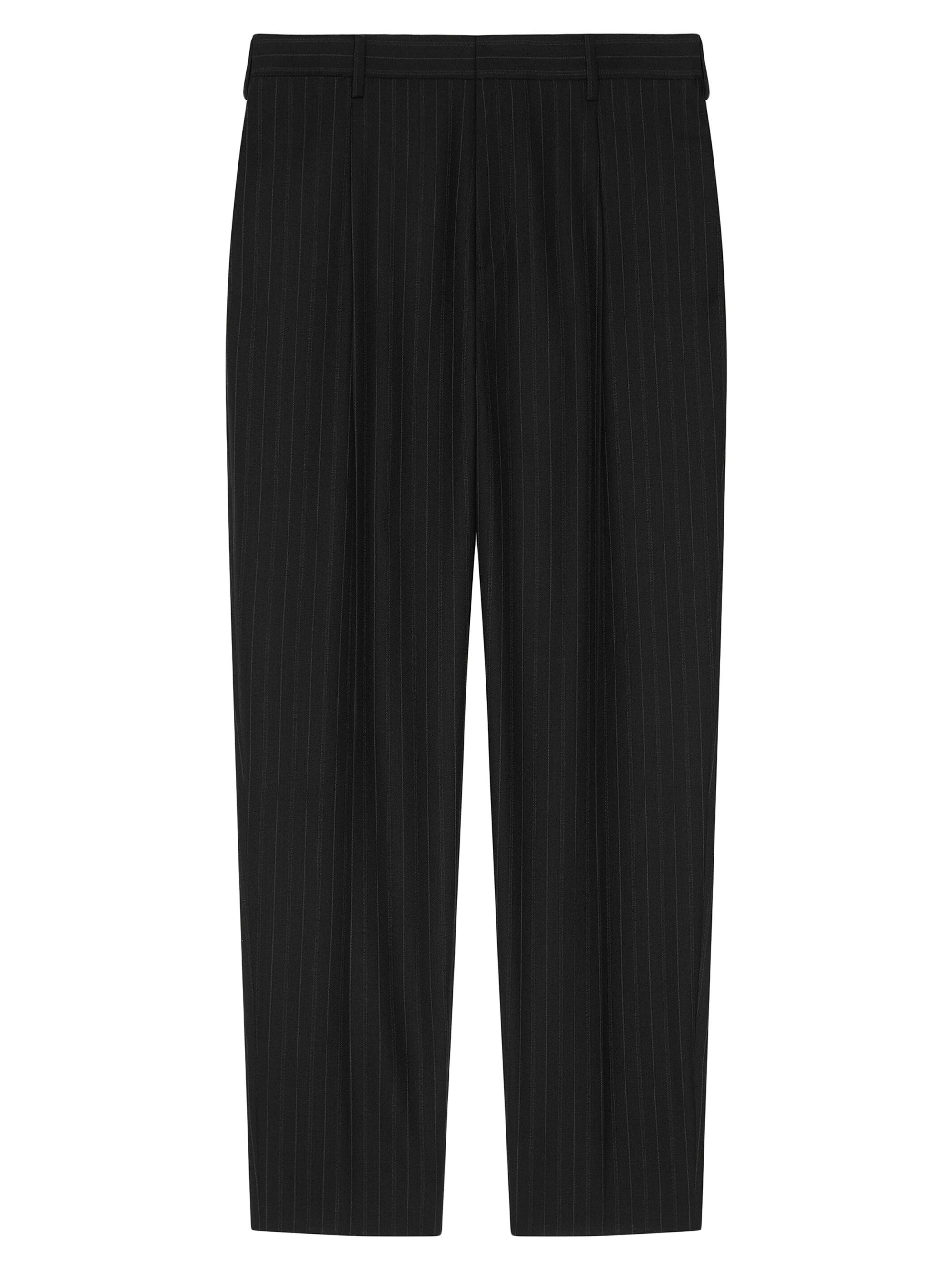 Givenchy Men's Pinstriped Relaxed Fit Trousers in Wool - Black
