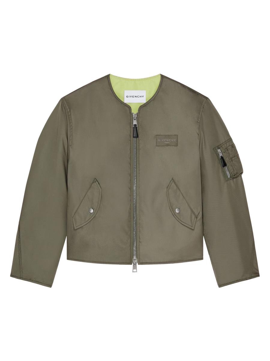 Givenchy Men's Couture Seam Bomber Jacket In Nylon With Patch In Green