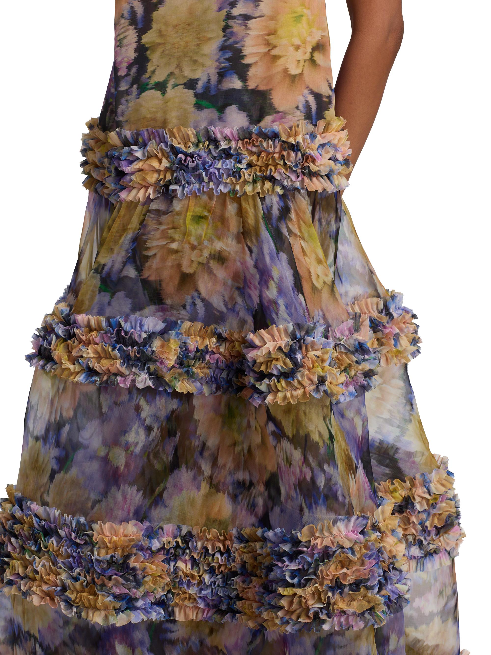 sachin and babi light blue dress Zimmermann Luna Floral Silk Ruffle Maxi Dress