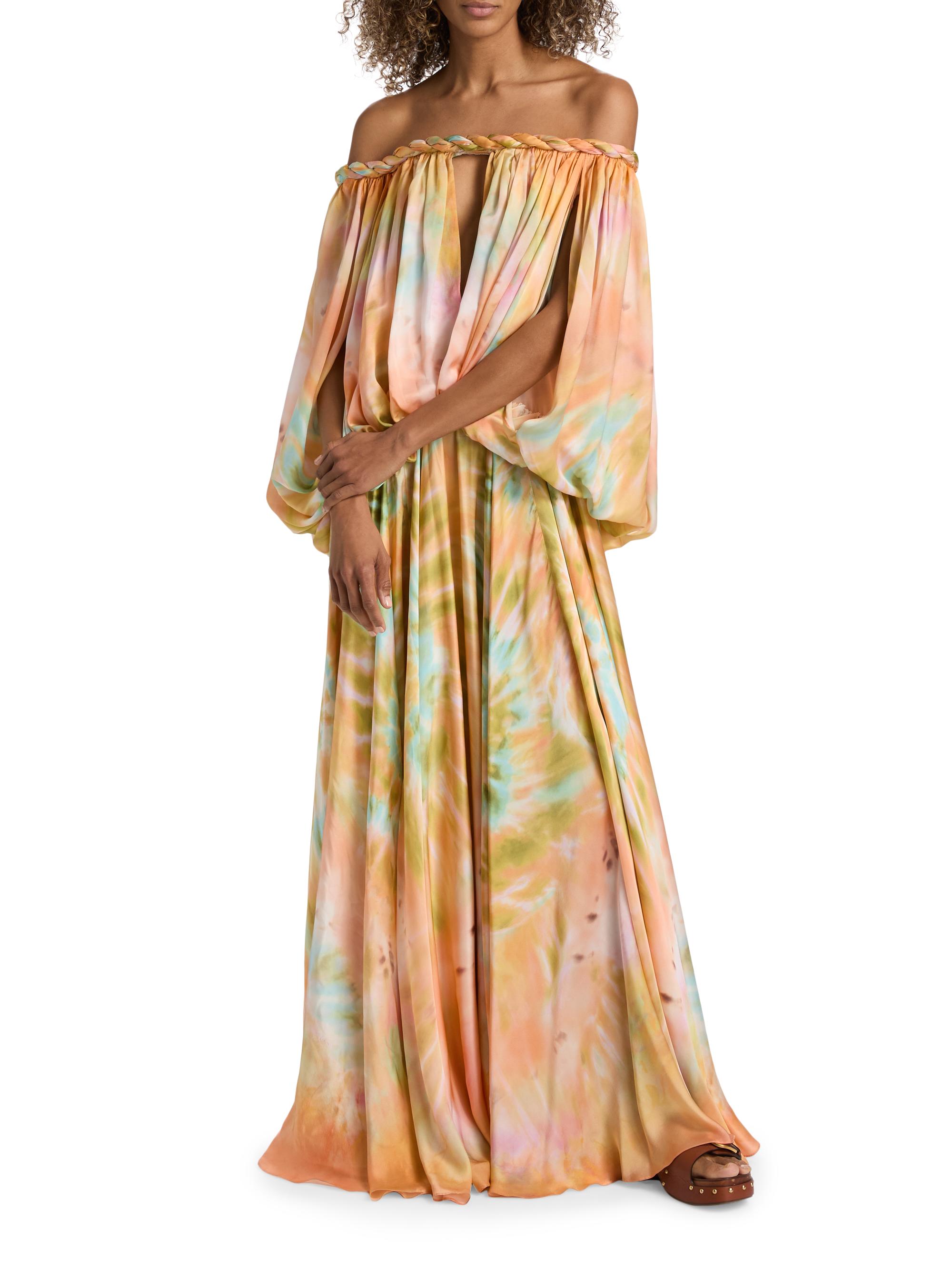 Zimmermann Women's Luna Twist Billow Off-The-Shoulder Gown - Coral Tie Dye | Thumbnail 3