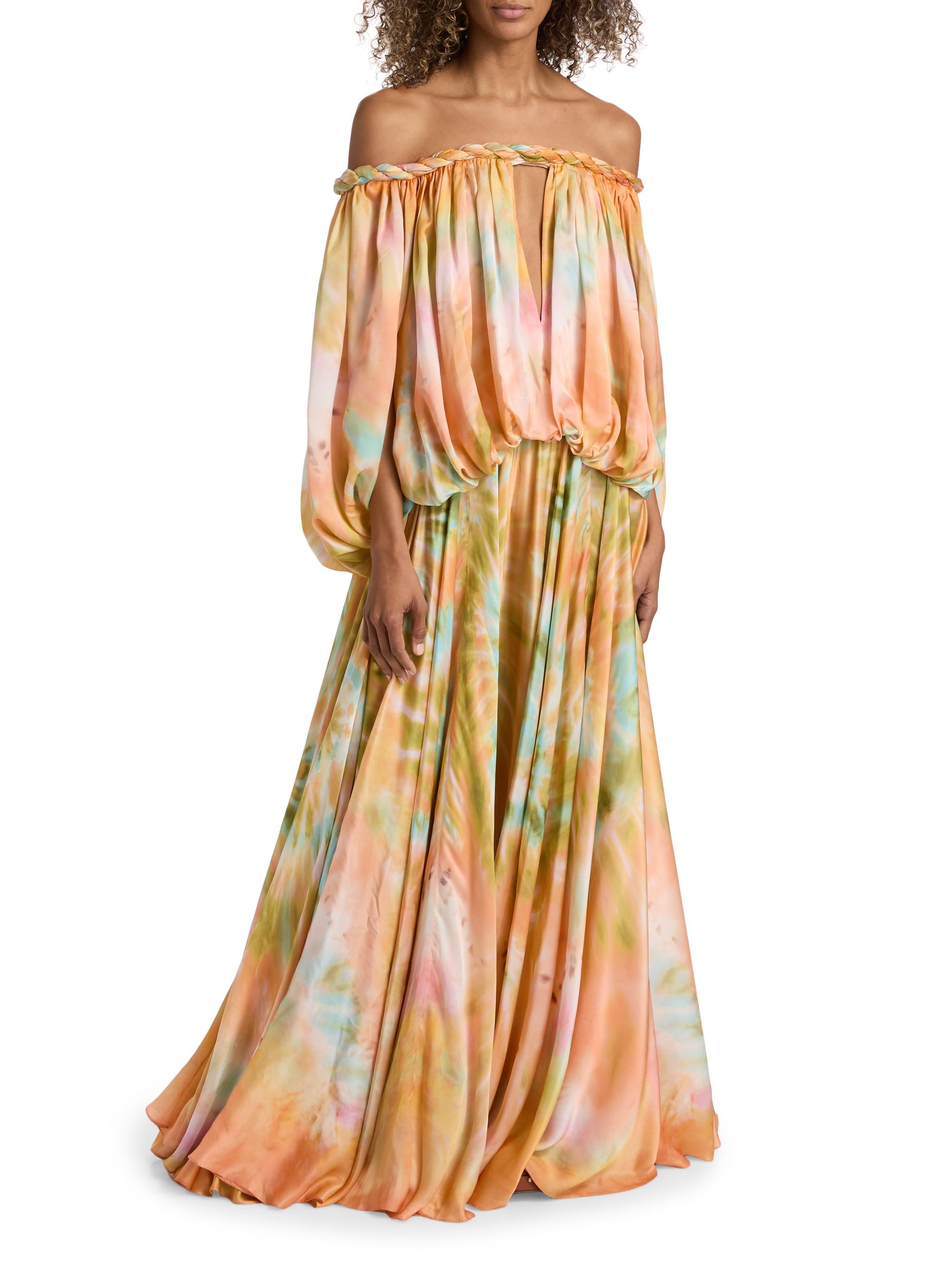 Zimmermann Women's Luna Twist Billow Off-The-Shoulder Gown - Coral Tie Dye | Thumbnail 2