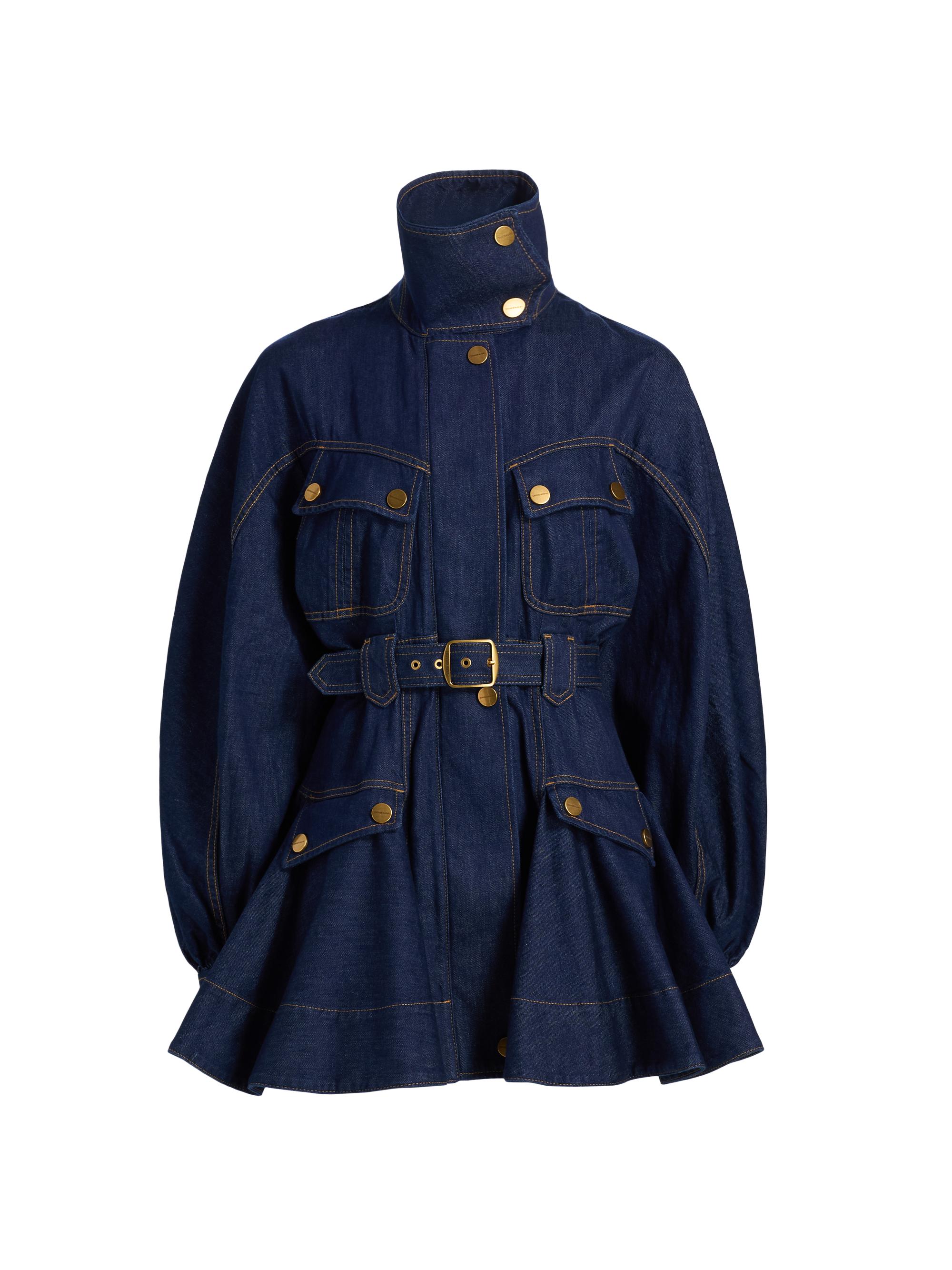 Zimmermann Women's Luna Denim Utility Minidress - Harbour Blue