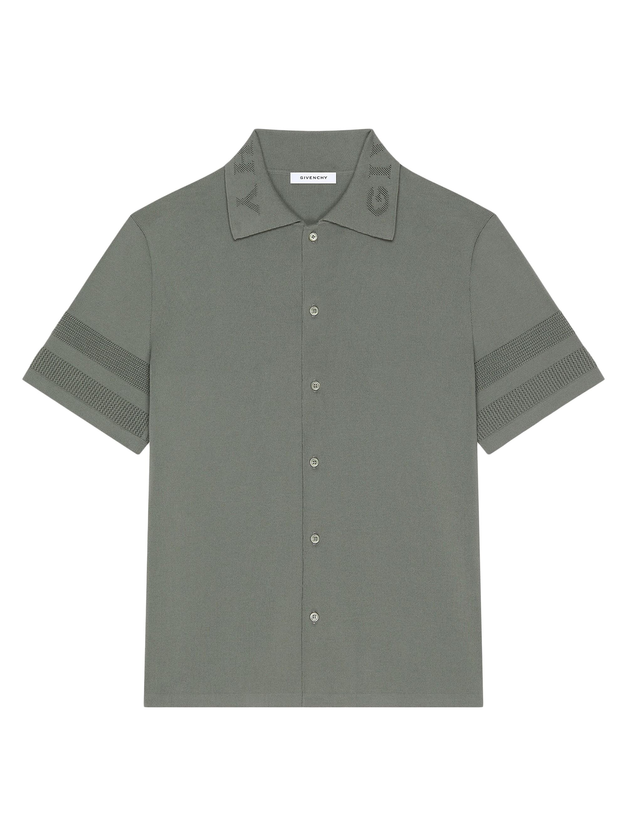 Givenchy Men's Shirt in Cotton Knit with Mesh Details - Salvia | Thumbnail 3