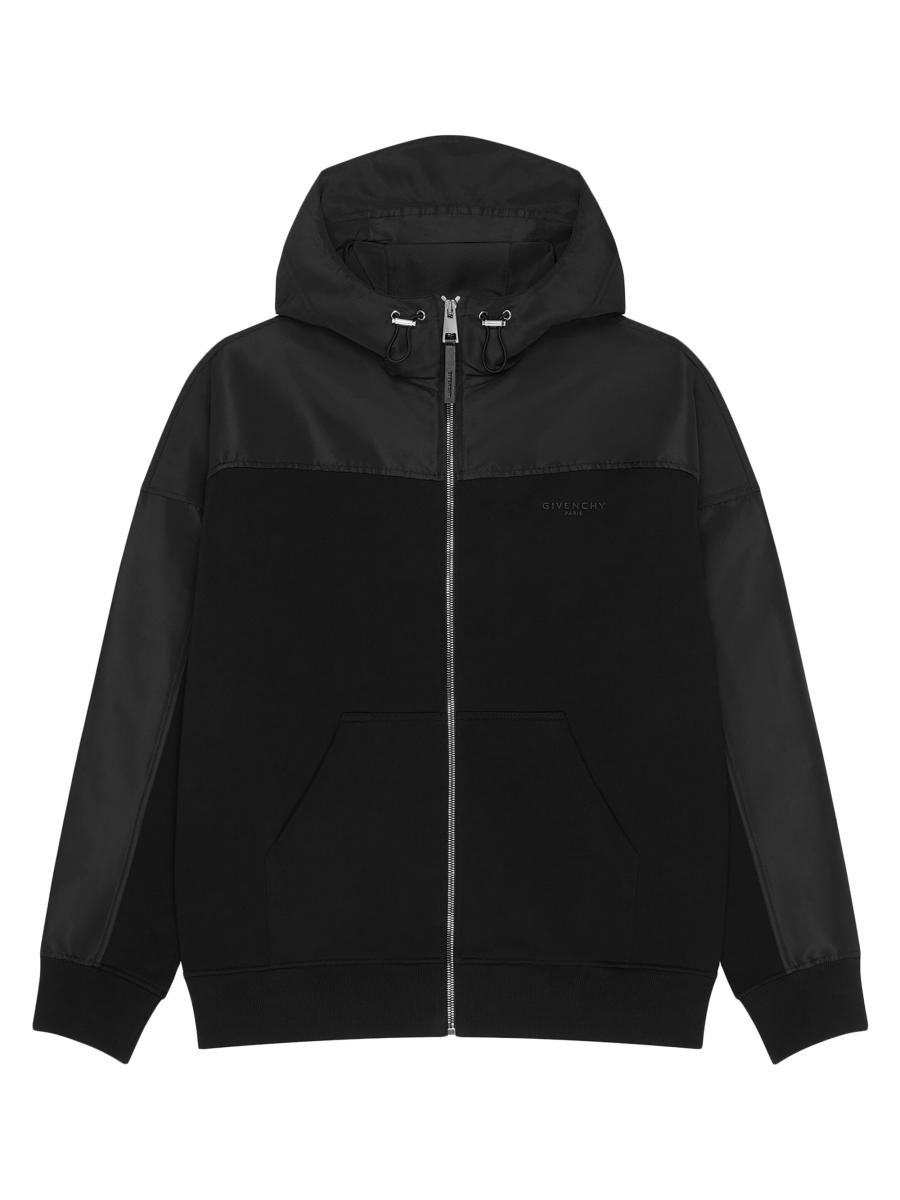 Givenchy Men's Windbreaker In Polyfaille Embroidered Paris In Black