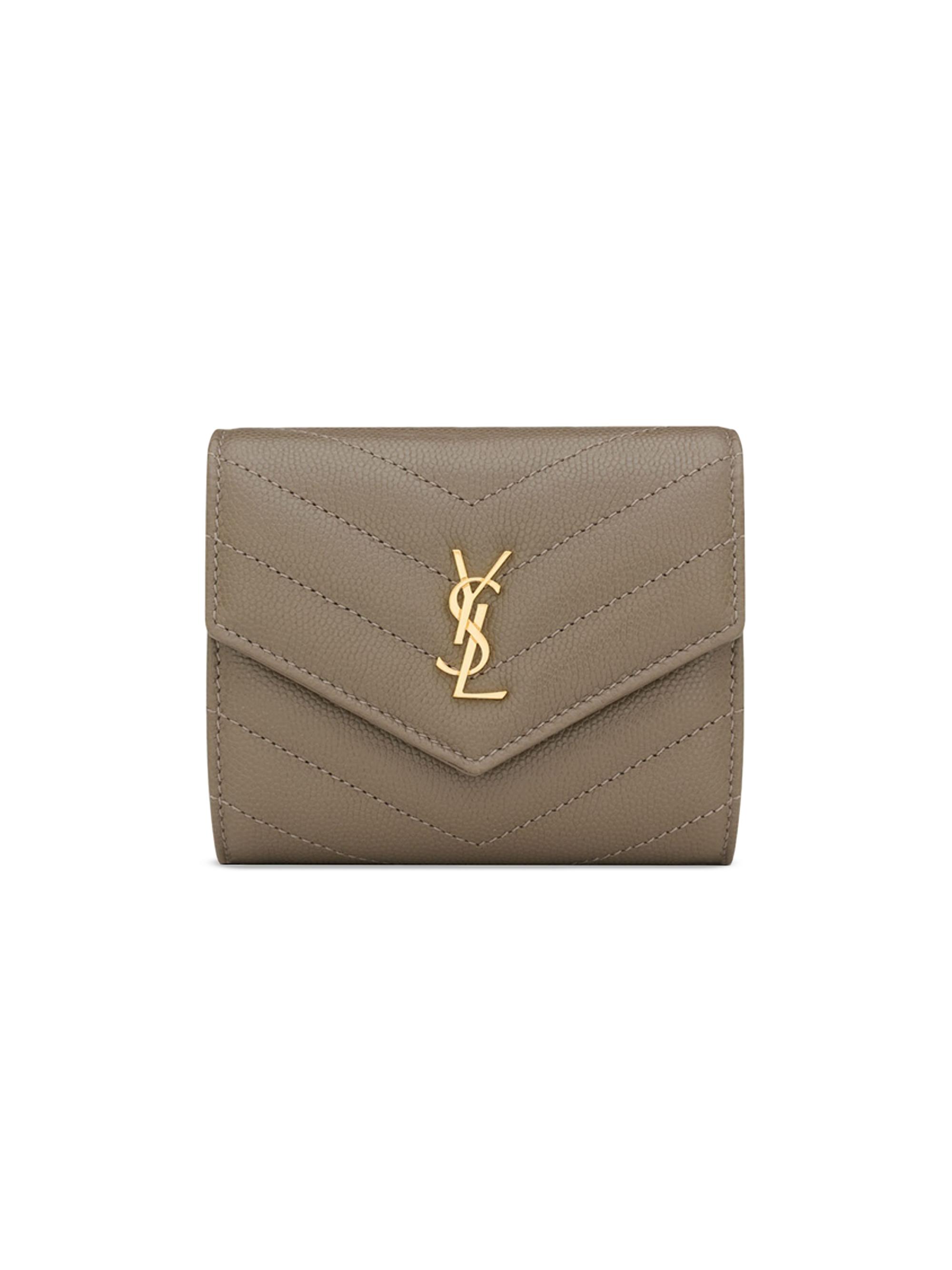 Saint Laurent Cassandre Slim Key Case in Grain De Poudre Embossed