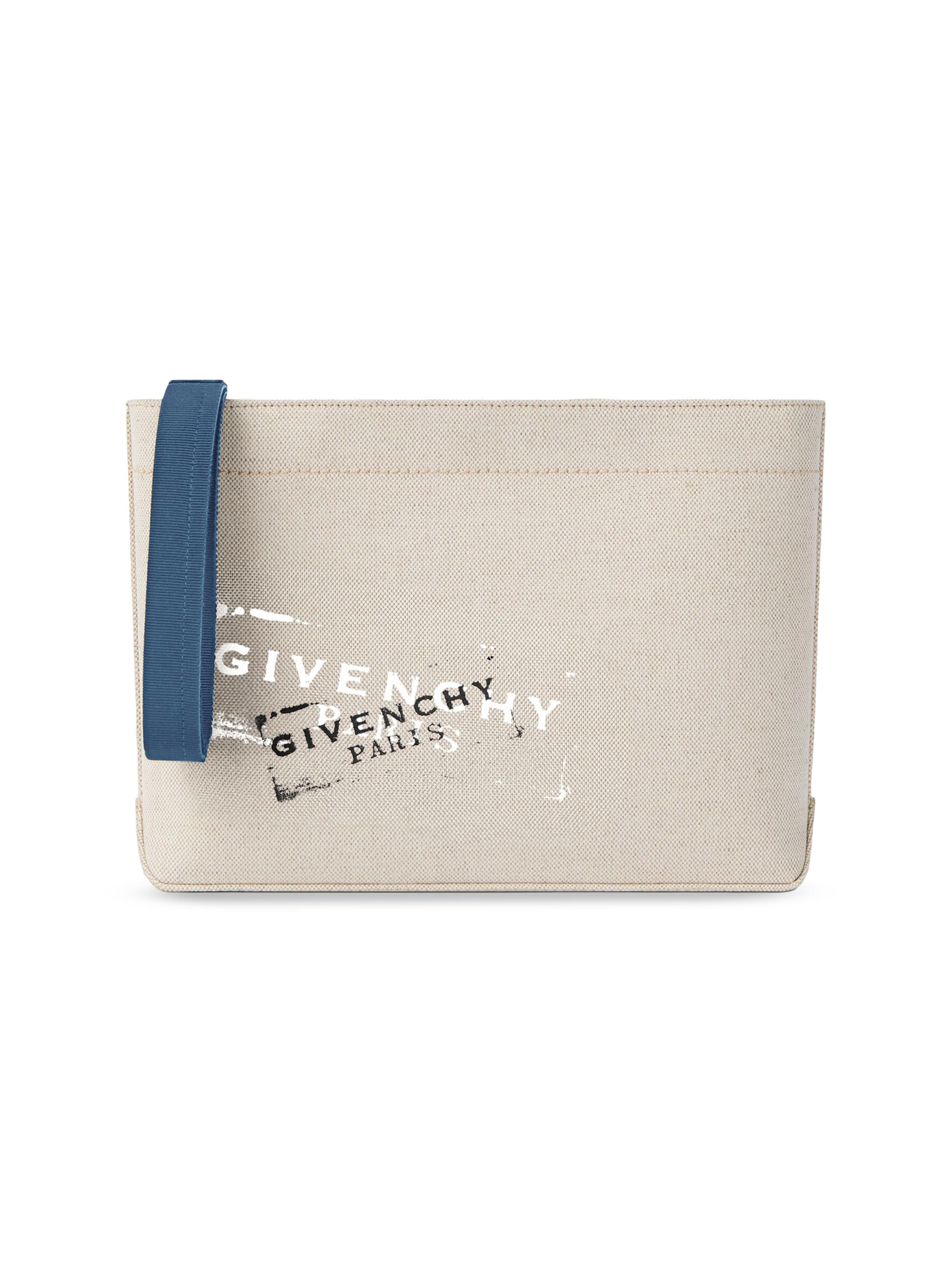 Givenchy Men's Tote Pouch in Canvas - Beige Black