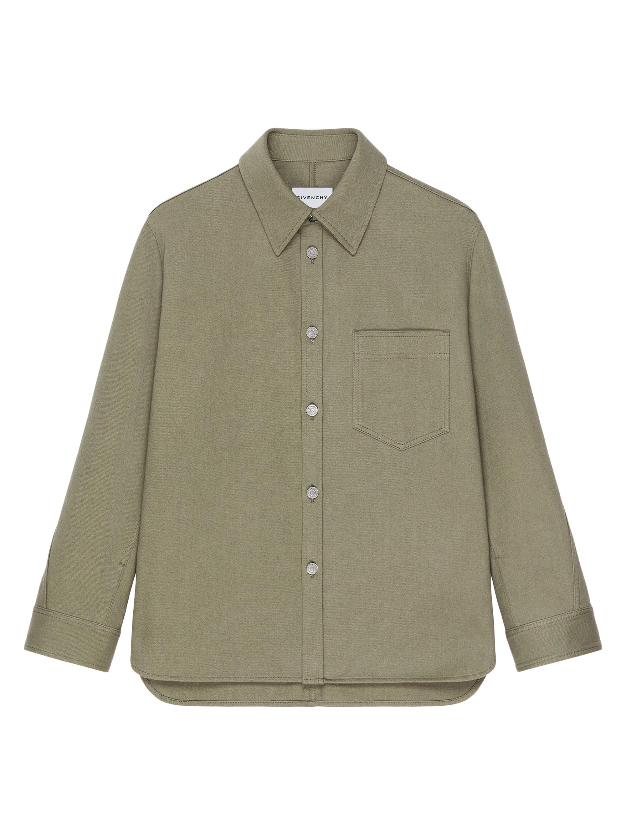 Givenchy Men's Couture Seam Overshirt in Overdyed Denim - Salvia