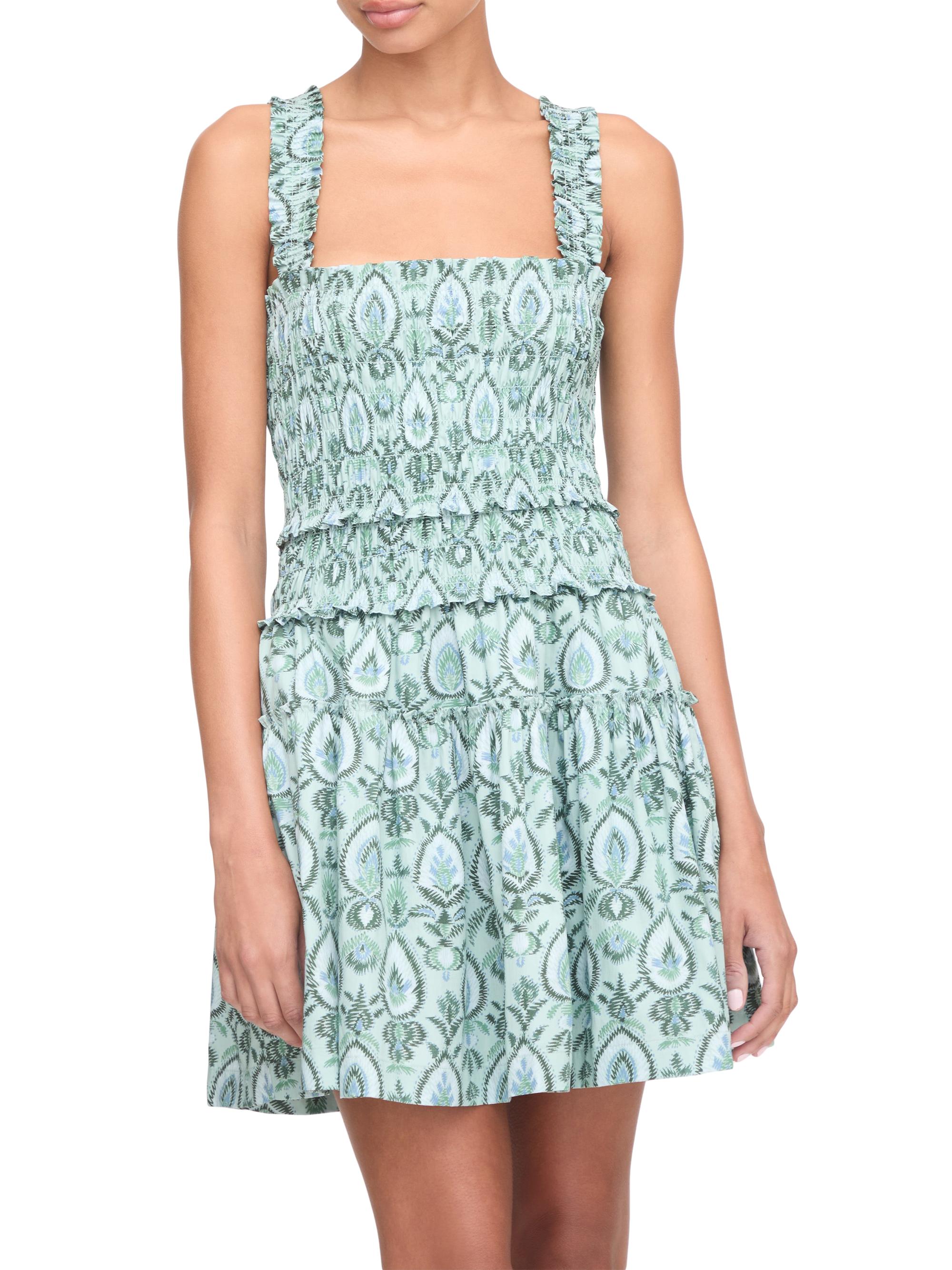 Hill House Home Women's The Azalea Mini Nap Dress - Green Palm Ikat