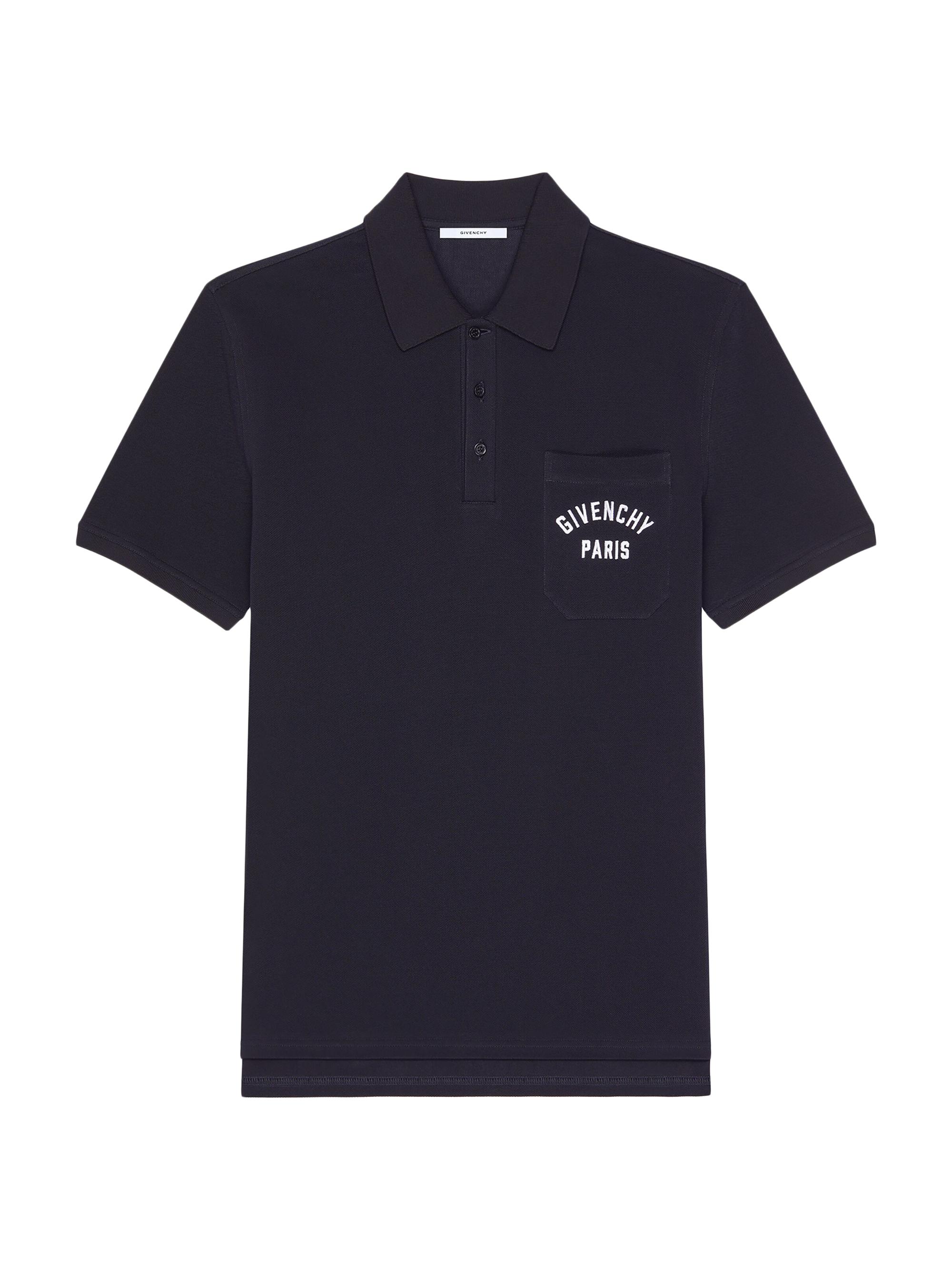 Givenchy Men's Polo in Pique Cotton with Paris Embroidery - Dark Navy