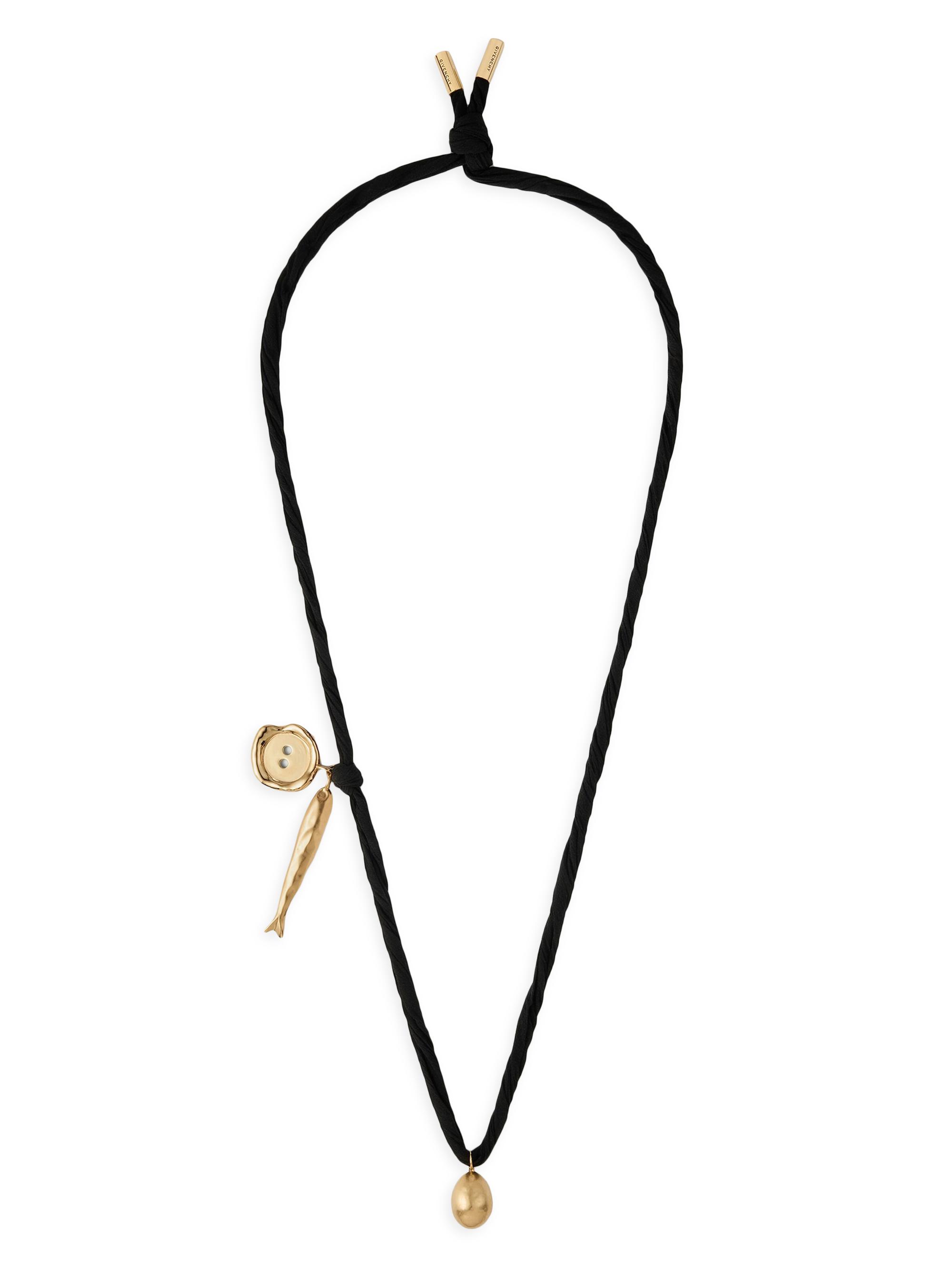 Givenchy Men's Lucky Charms Necklace in Silk and Metal - Black Golden