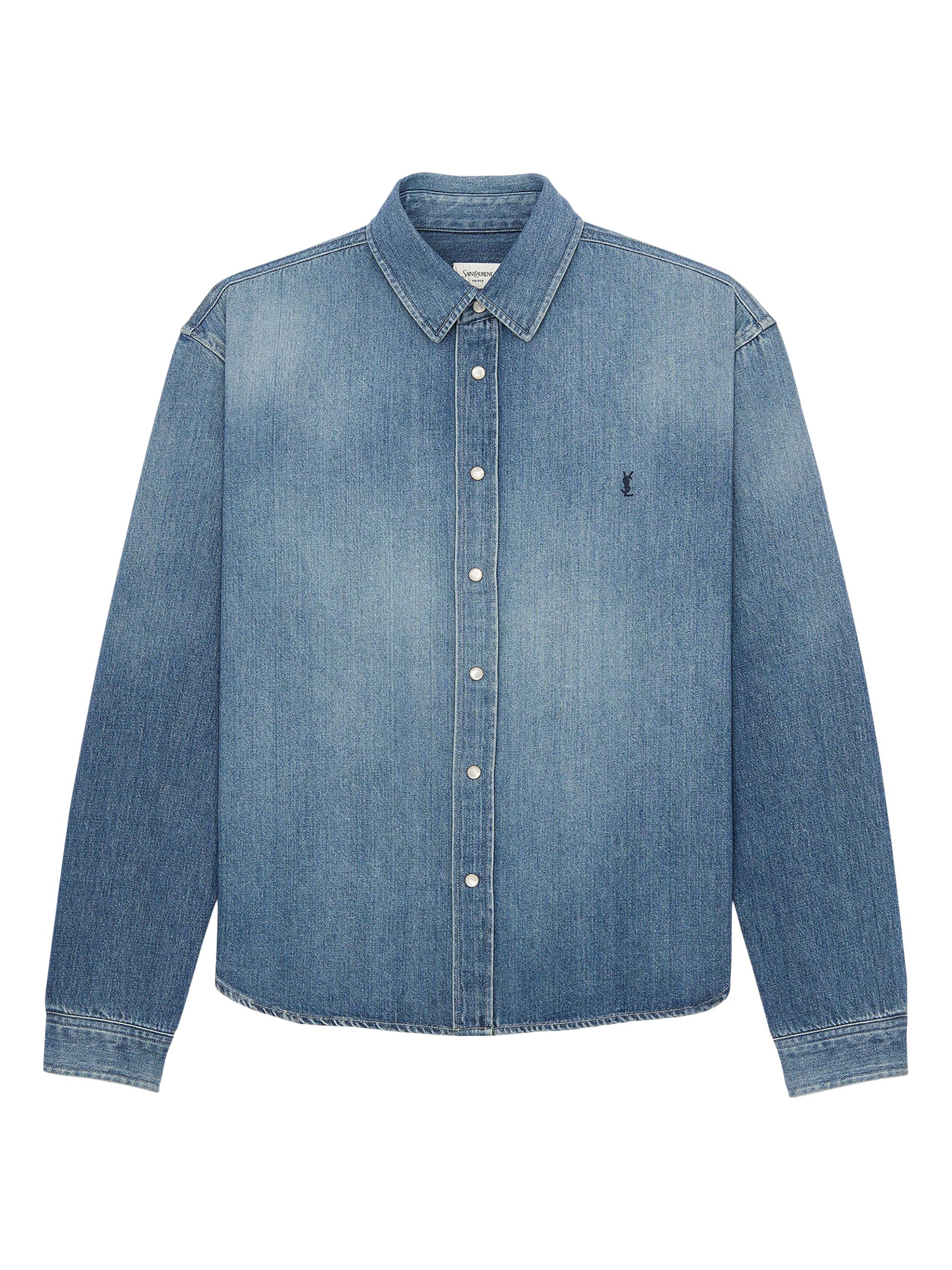 Saint Laurent Men's Cassandre Jean Shirt in Horizon Denim - Horizon Blue