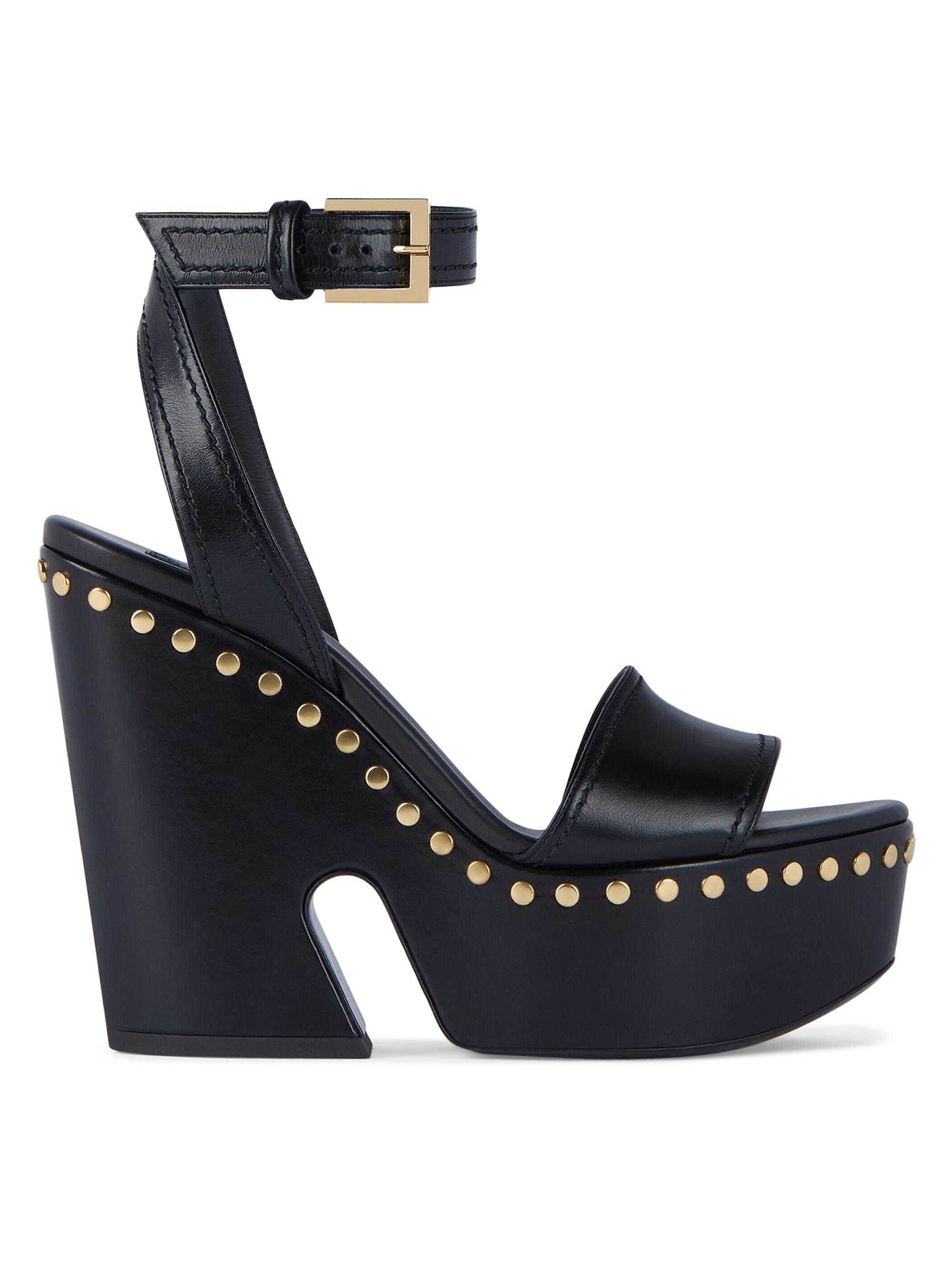 Givenchy Women's Clog Platform Sandals in Leather with Studs Detail - Black
