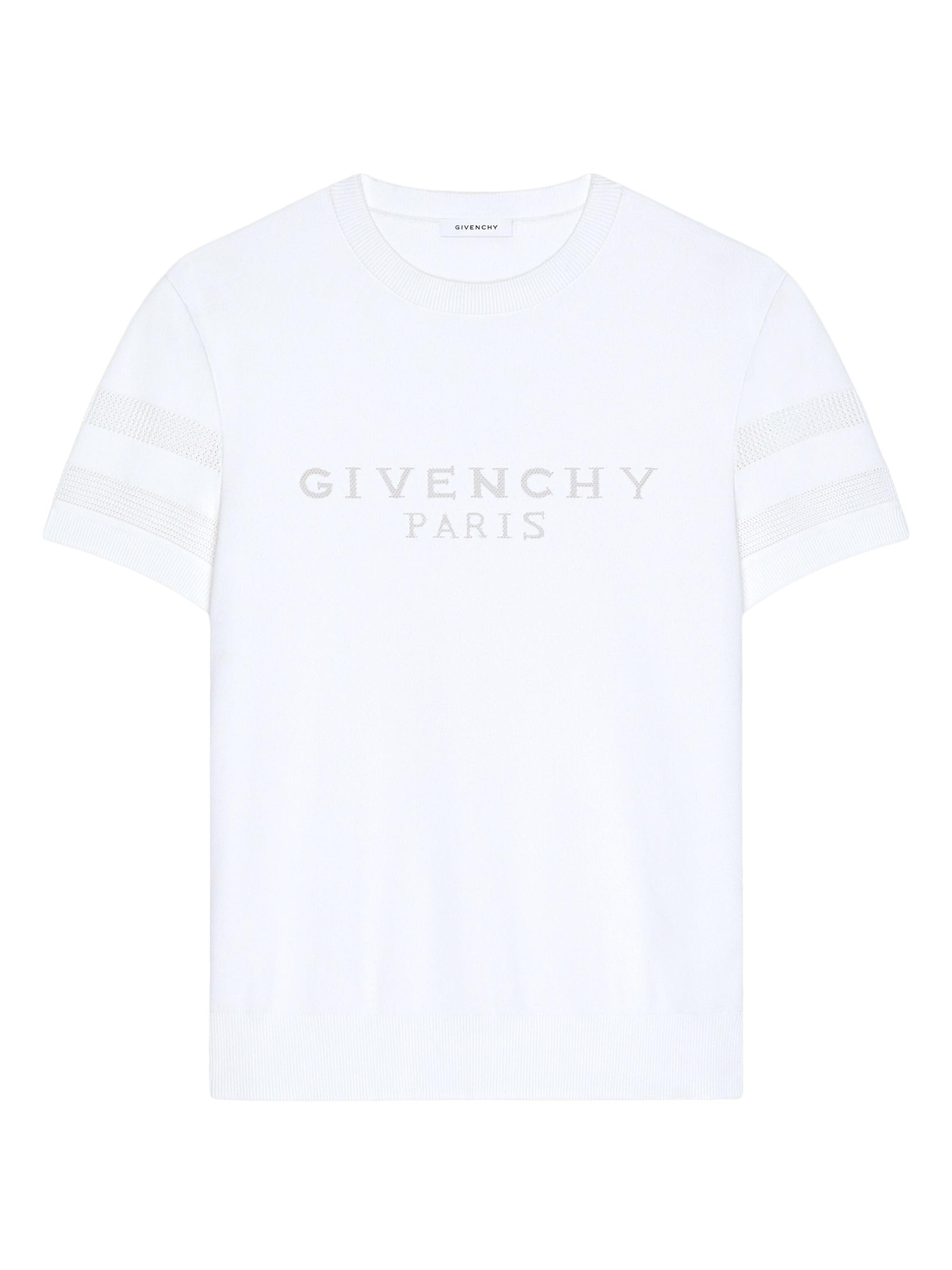 Givenchy Men's T-Shirt in Cotton Knit with Paris Jacquard - White