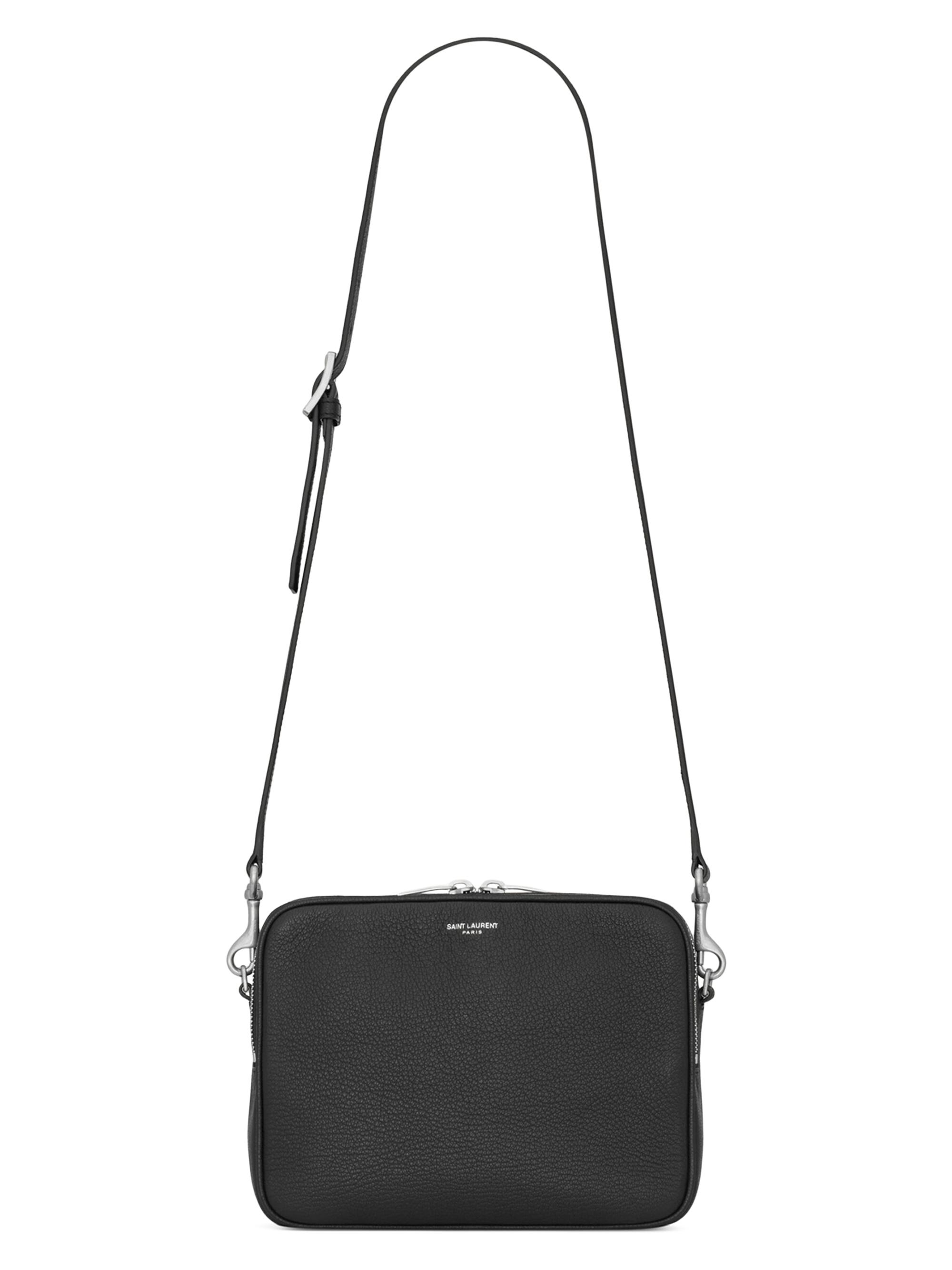 Saint Laurent Men's  Camera Bag in Grained Leather - Black