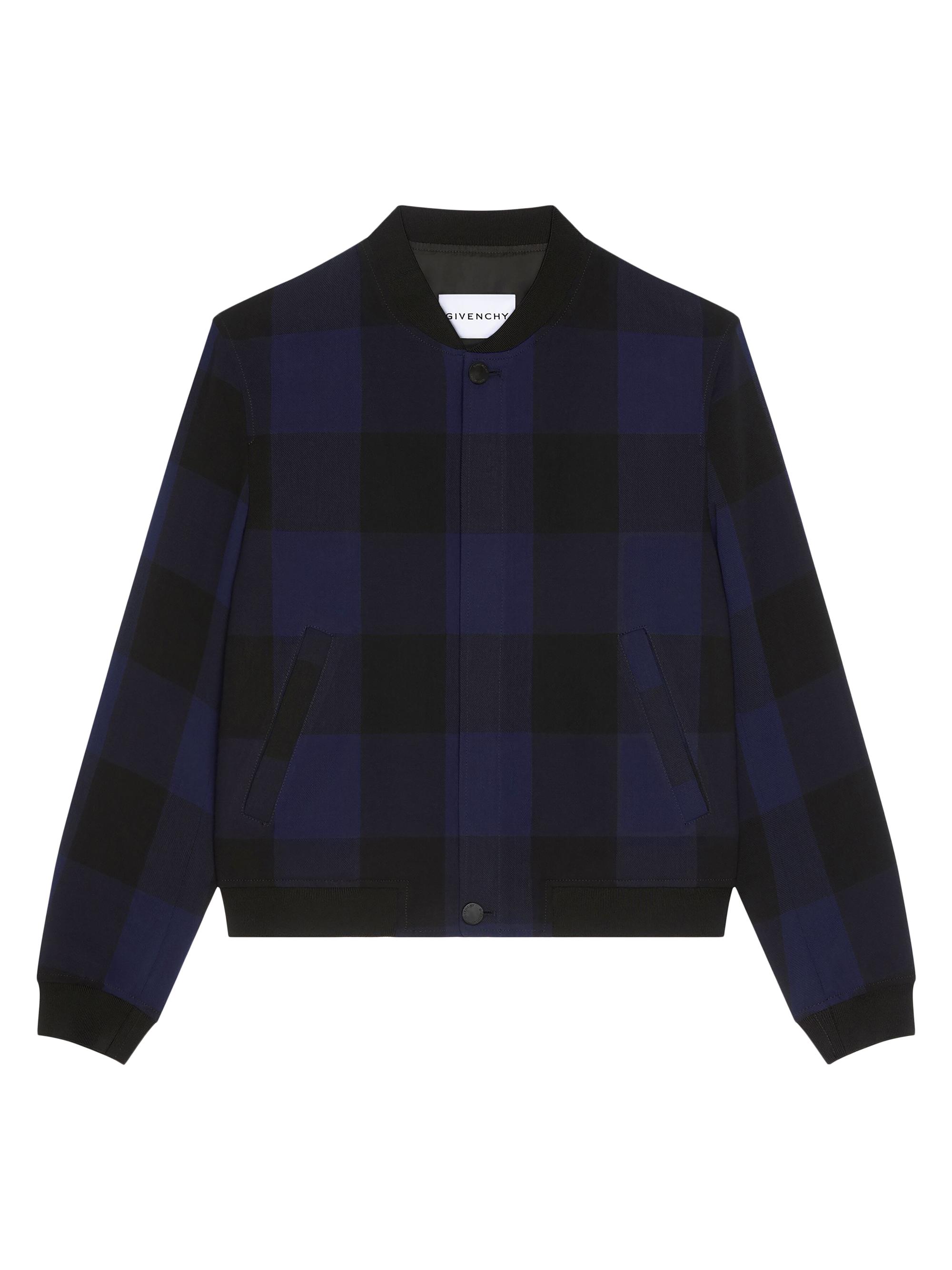 Givenchy Men's Light Blouson Jacket in Checked Jacquard - Black Navy