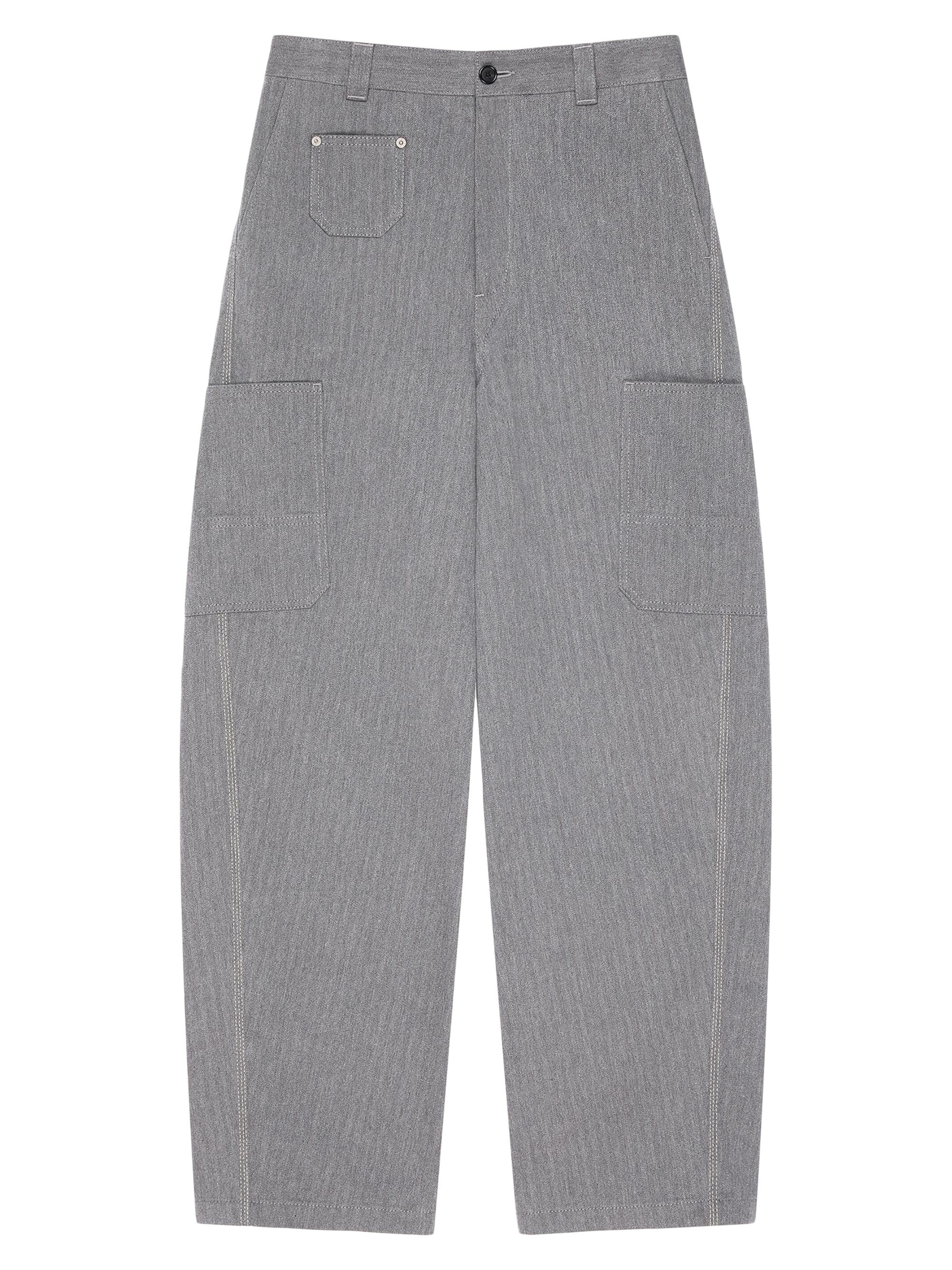 Givenchy Men's Couture Seam Cargo Trousers in Herringbone Denim - Grey