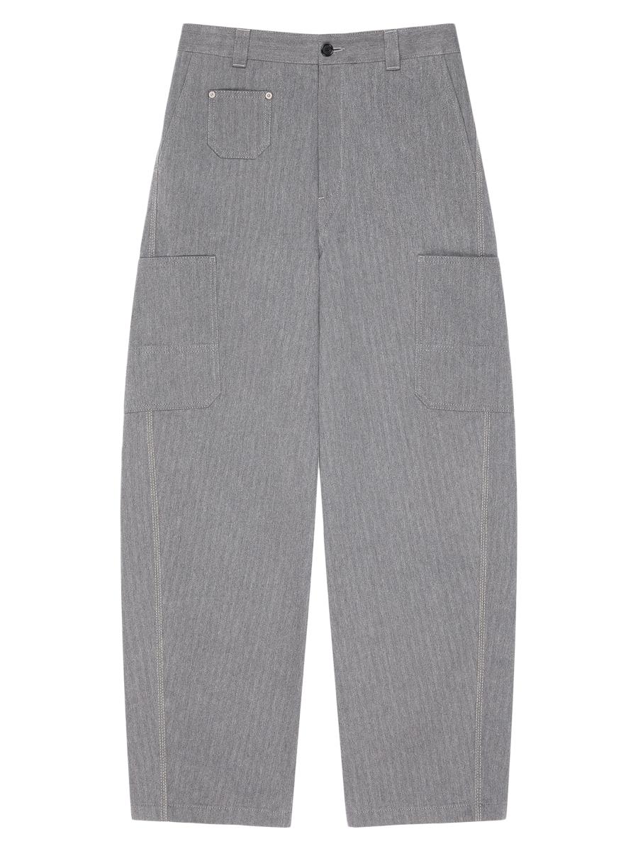 Givenchy Men's Couture Seam Cargo Trousers In Herringbone Denim In Gray