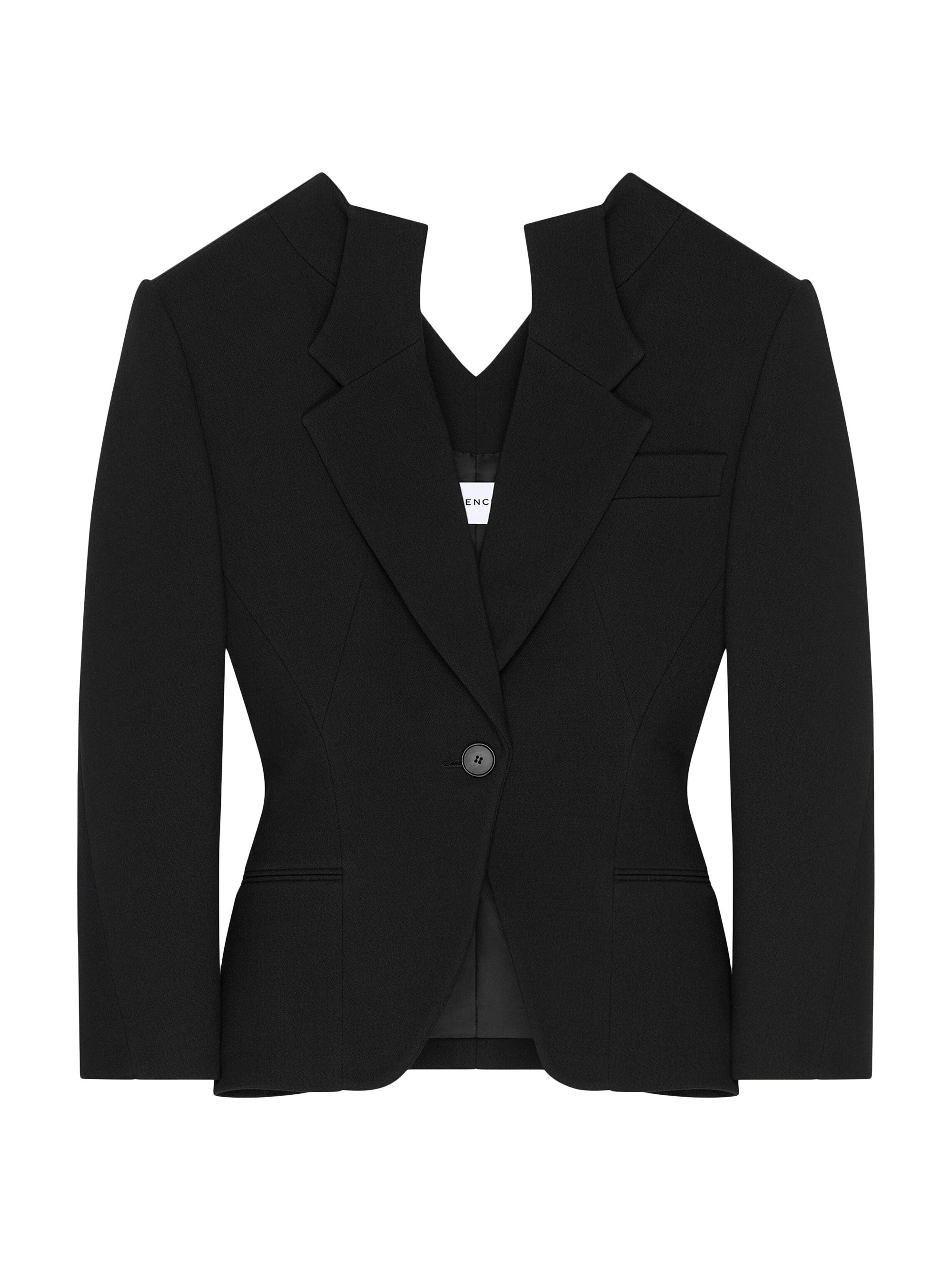 Givenchy Women's Single-Breasted Slashed Jacket in Wool - Black