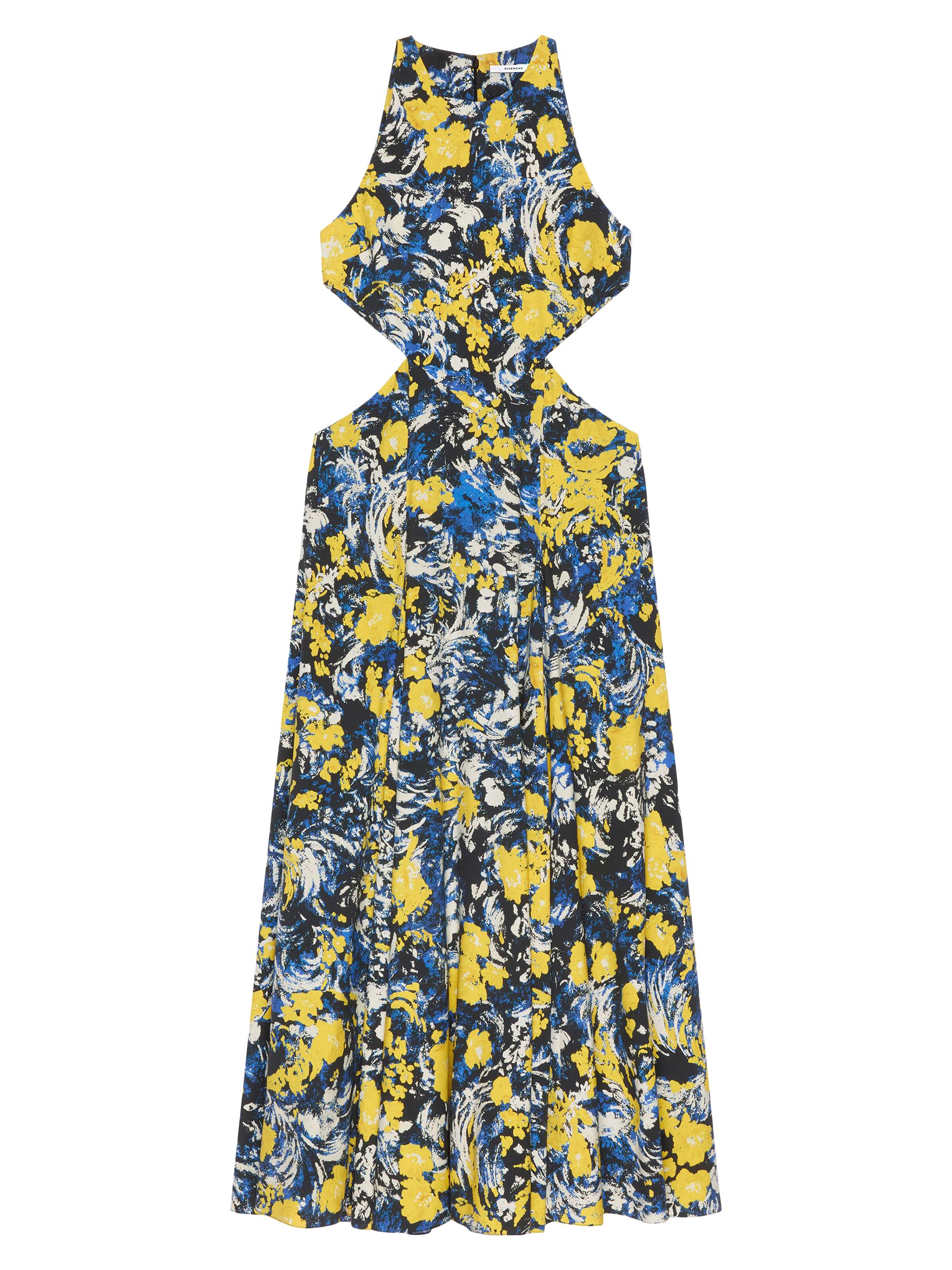 Givenchy Women's Slashed Dress with Floral Print - Blue Yellow