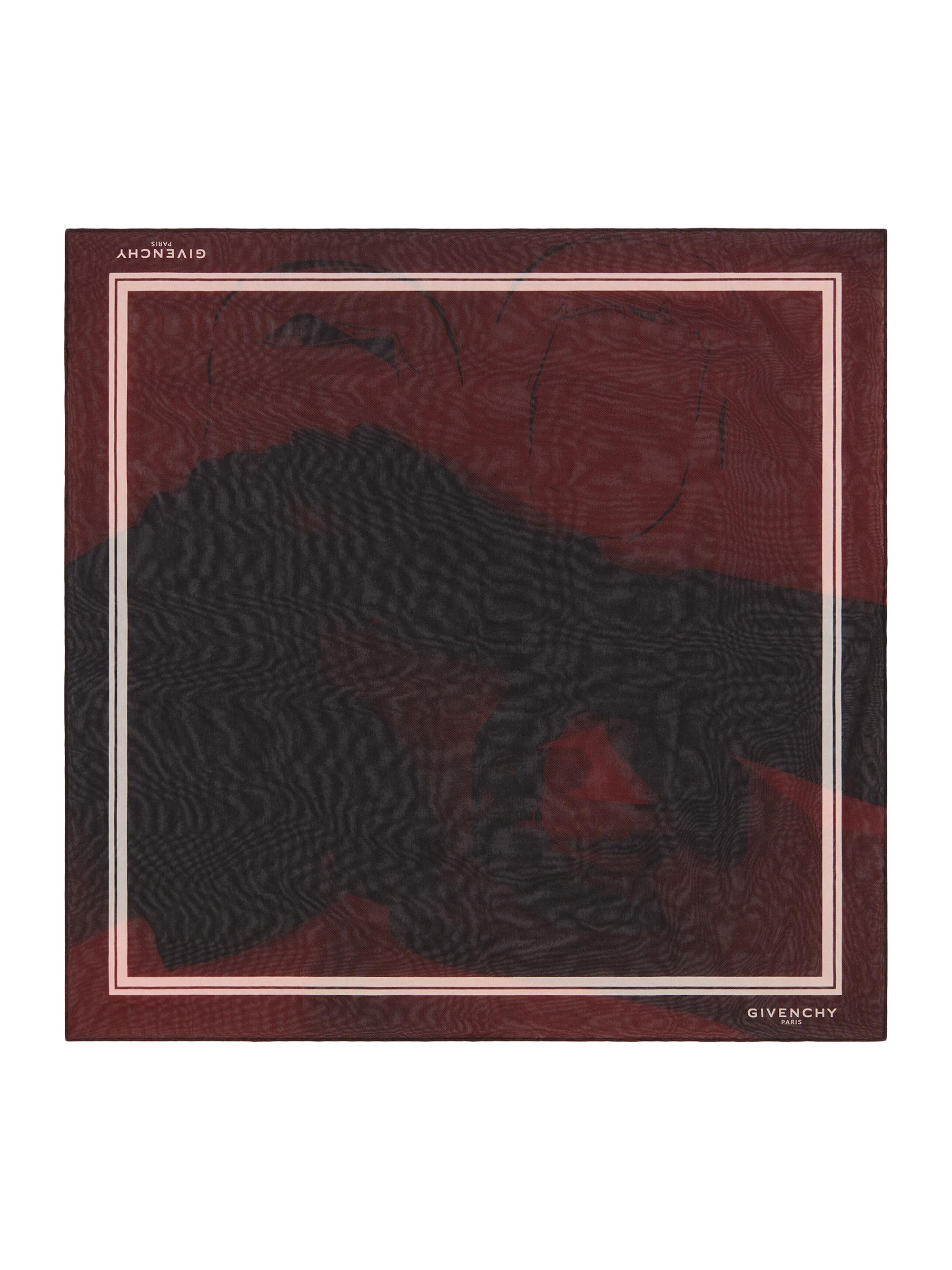 Givenchy Men's Double Layered Square Scarf in Silk Georgette with Surreslist Print - Red