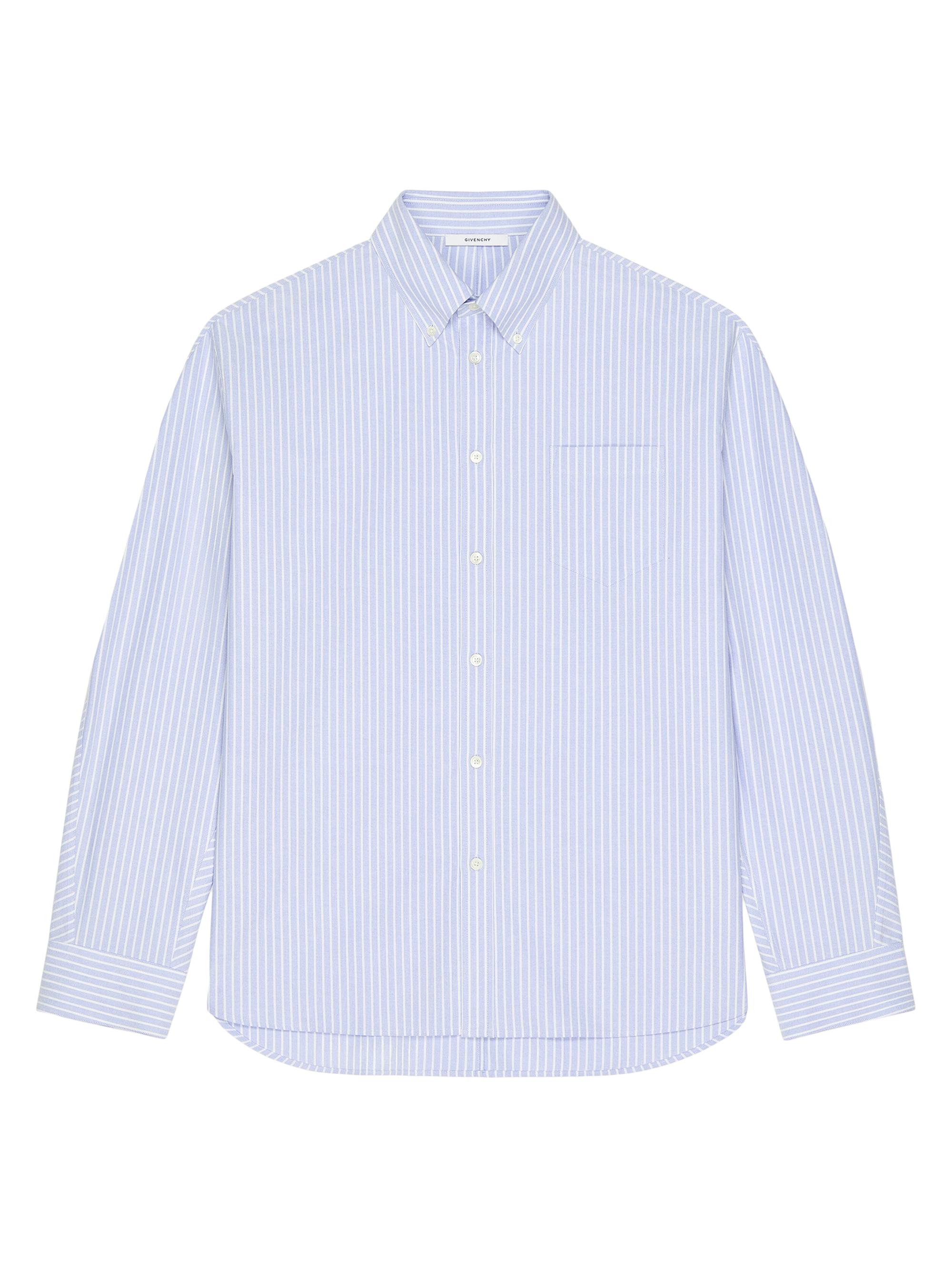Givenchy Men's Couture Seam Striped Shirt in Cotton Oxford - Baby Blue