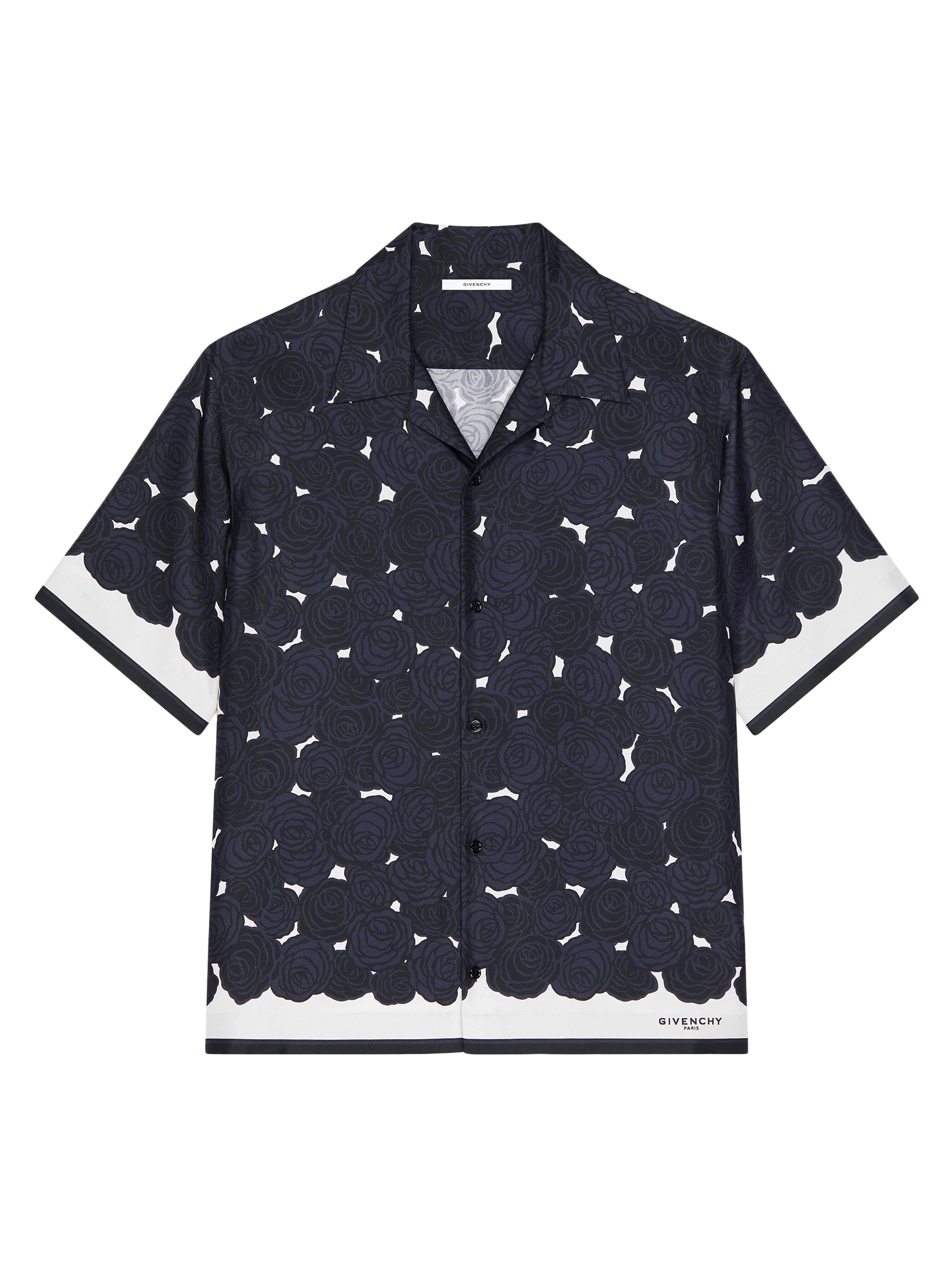 Givenchy Men's Shirt in Silk with Flowers Print - Dark Navy