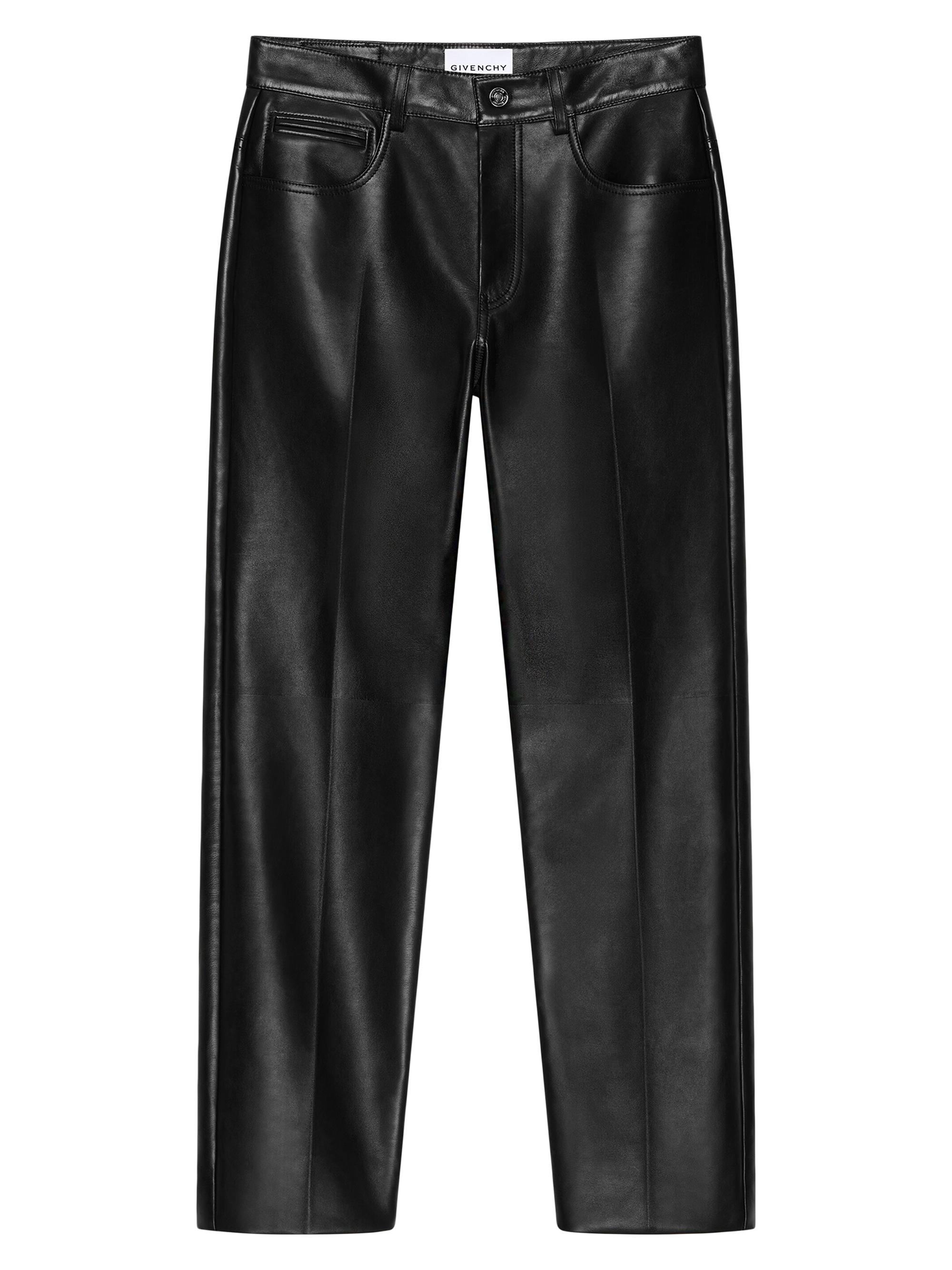 Givenchy Men's Straight Leg Trousers in Leather - Black