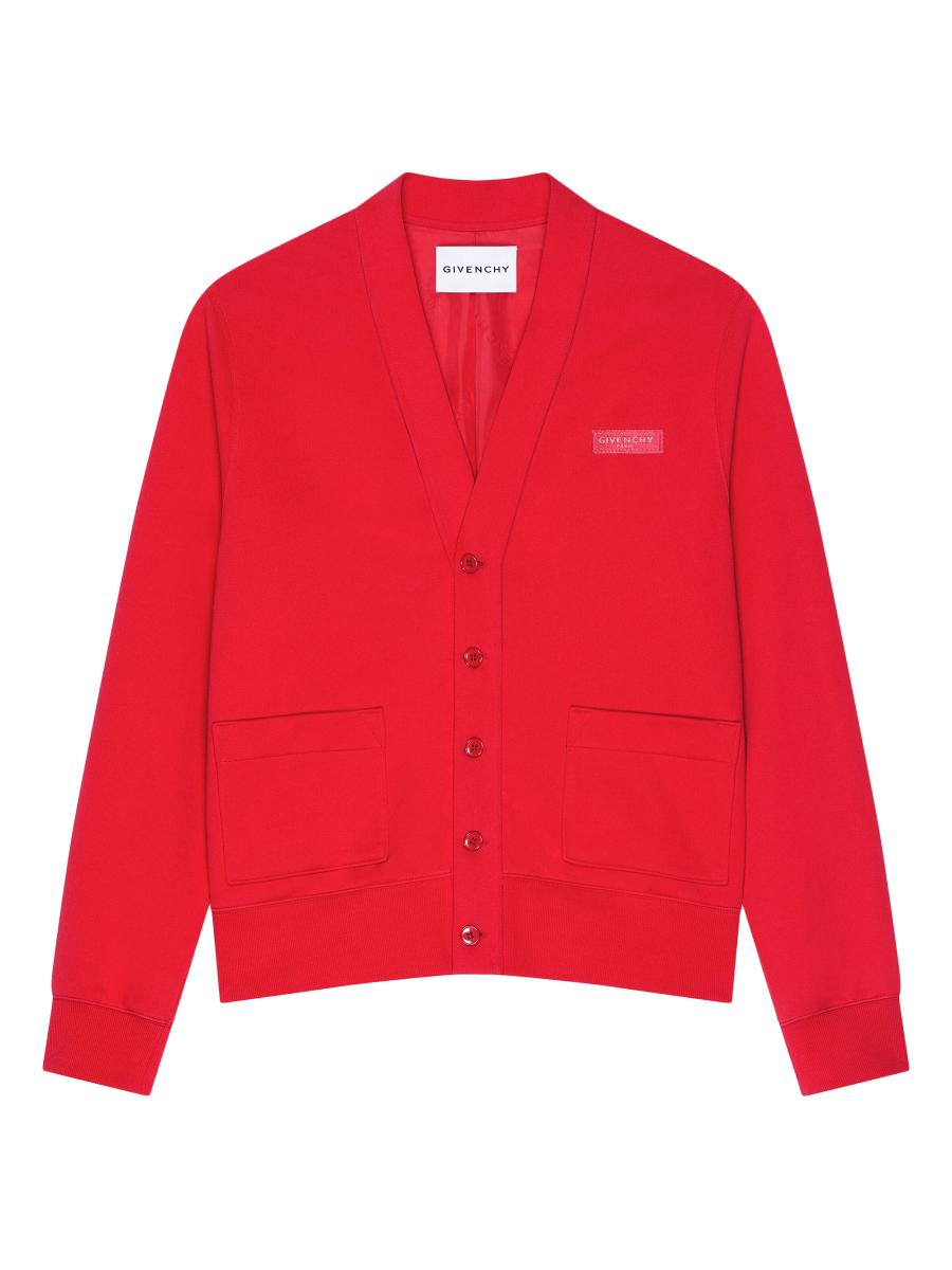 Givenchy Men's Cardigan In Cotton With Paris Gros Grain In Red