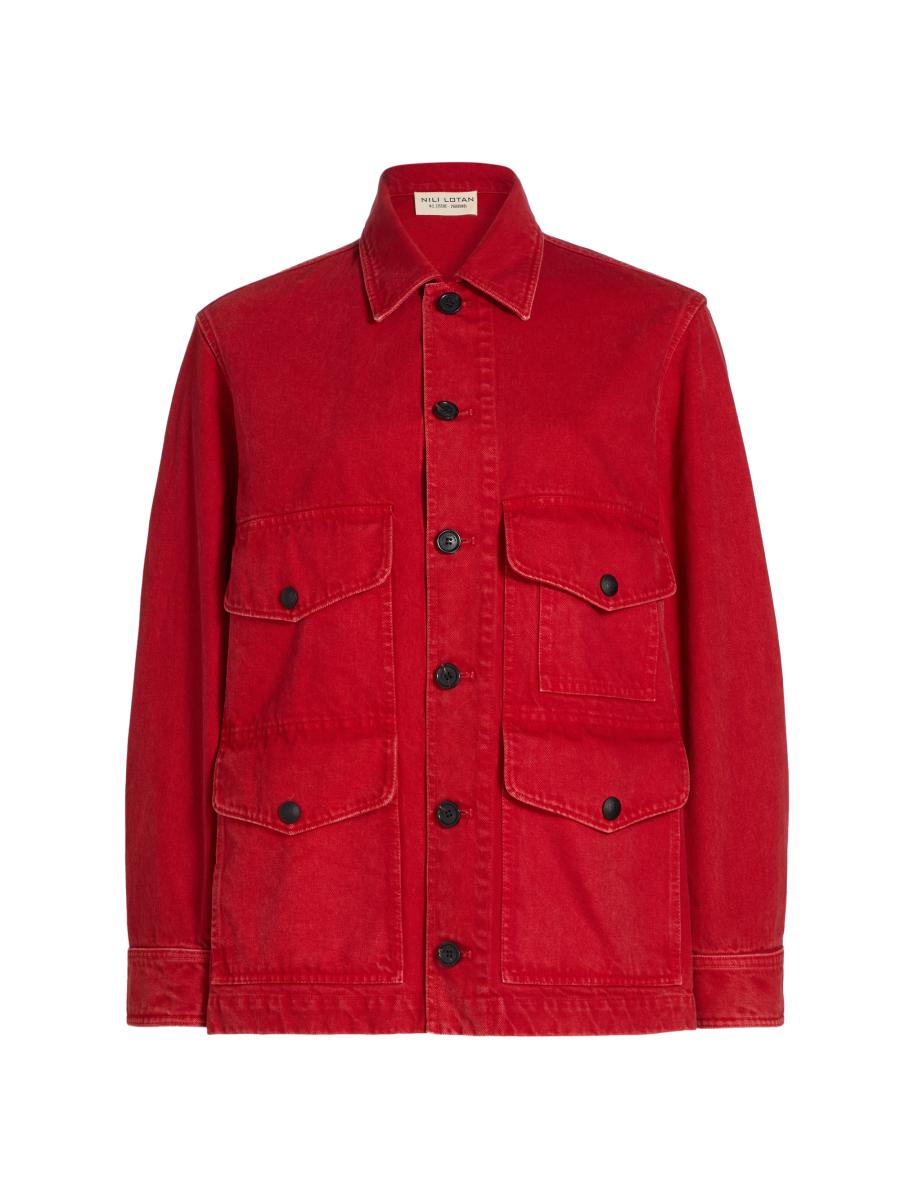Nili Lotan Women's Leroy Denim Jacket In Red