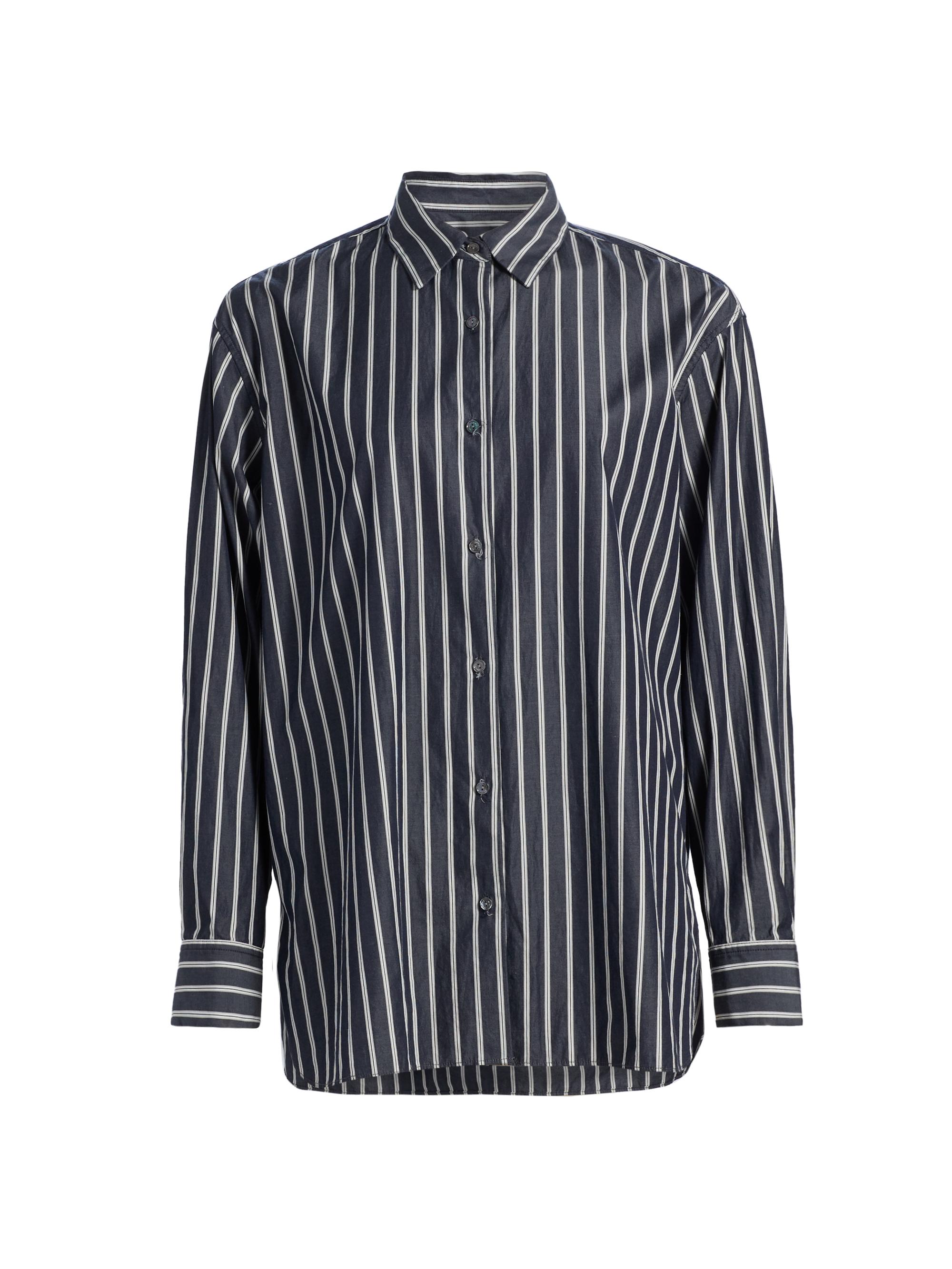 Nili Lotan Women's Yorke Stripe Cotton Shirt - Charcoal Stripe