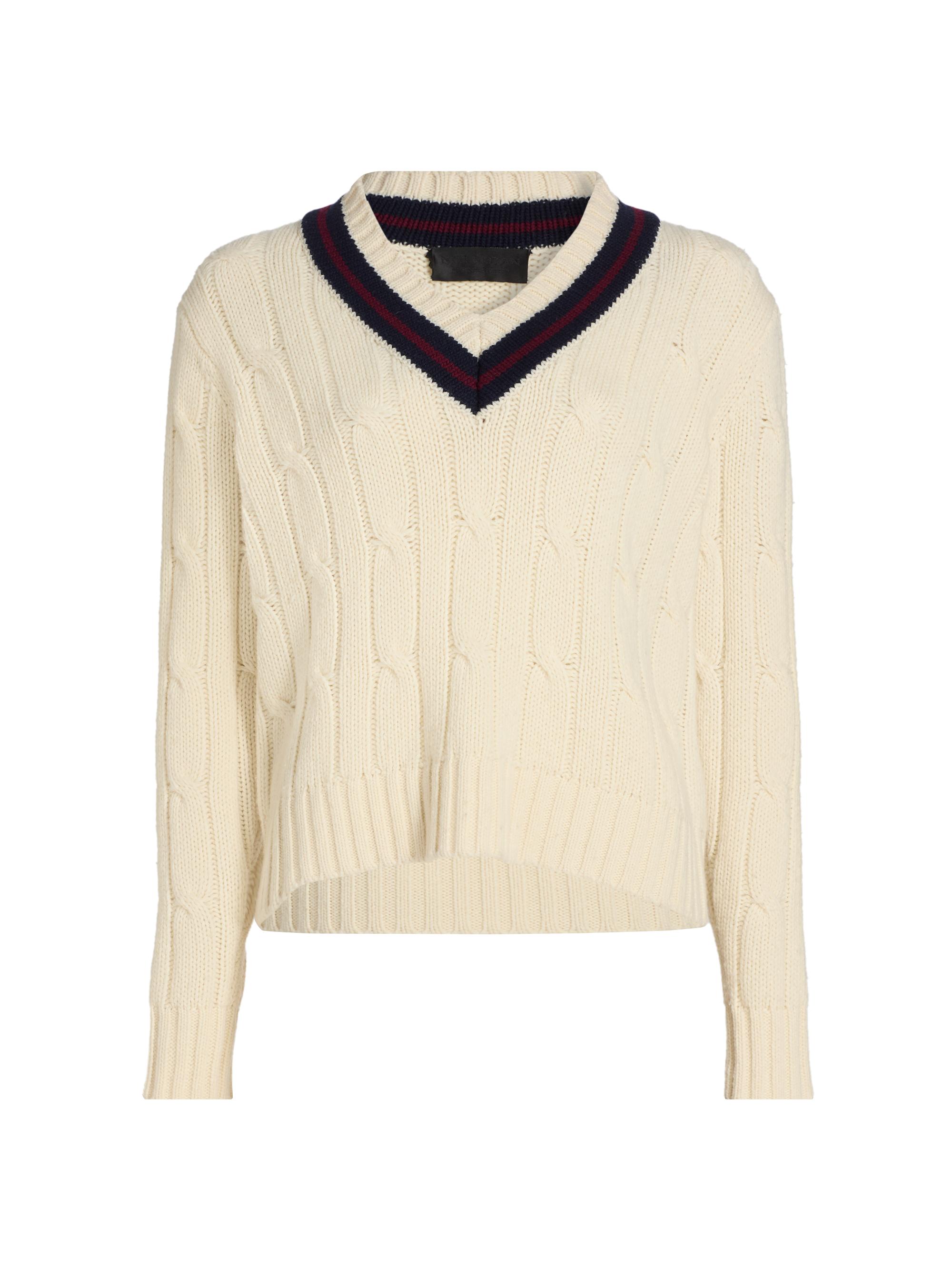 Nili Lotan Women's Fabiana Wool V-Stripe Cable-Knit Sweater -