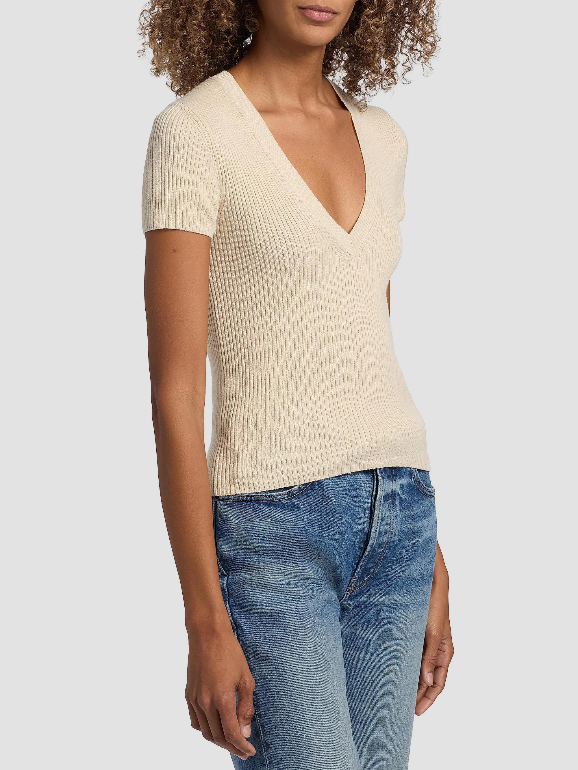 Nili Lotan Italia Rib-Knit Cotton-Silk Short-Sleeve Sweater | Saks
