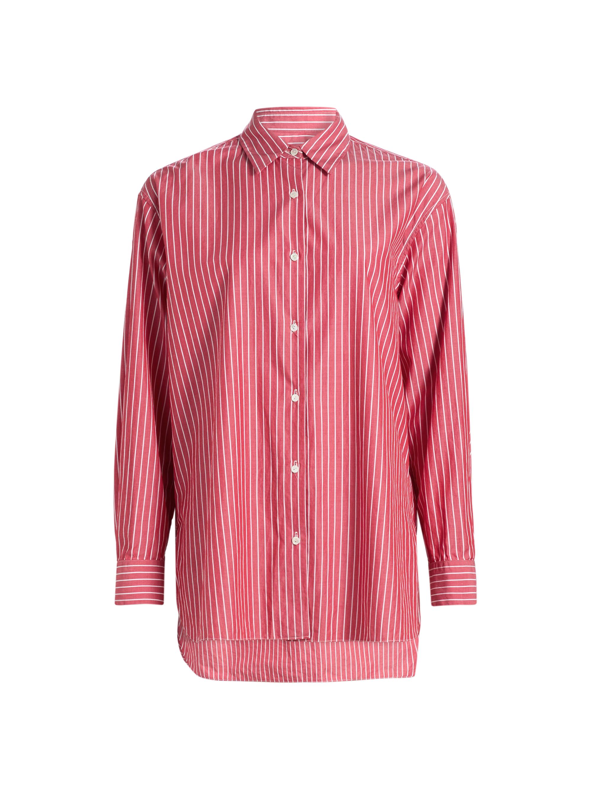 Nili Lotan Women's Yorke Striped Relaxed Button-Front Shirt - Red And White Stripe
