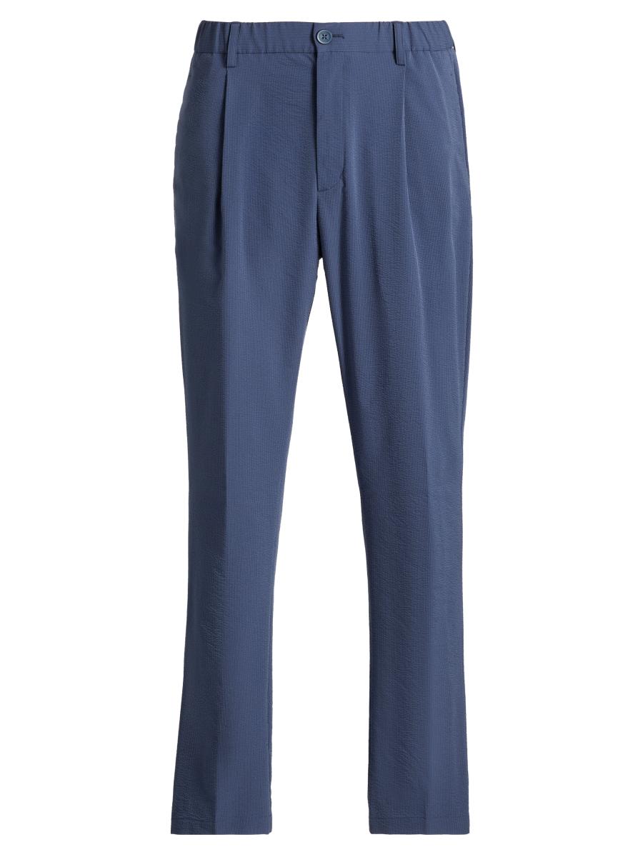 Herno Men's Seersucker Pleat-front Pants In Blue