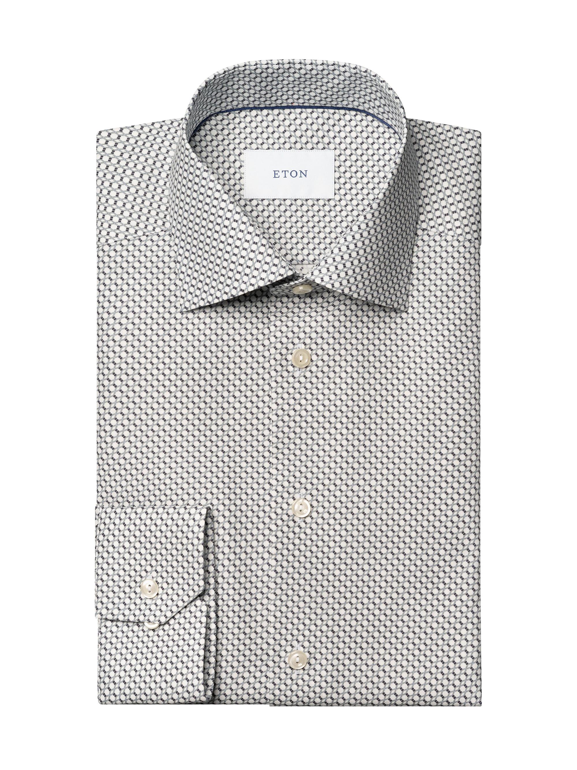 Eton Men's Geometric Print Slim-Fit Twill Shirt - Blue