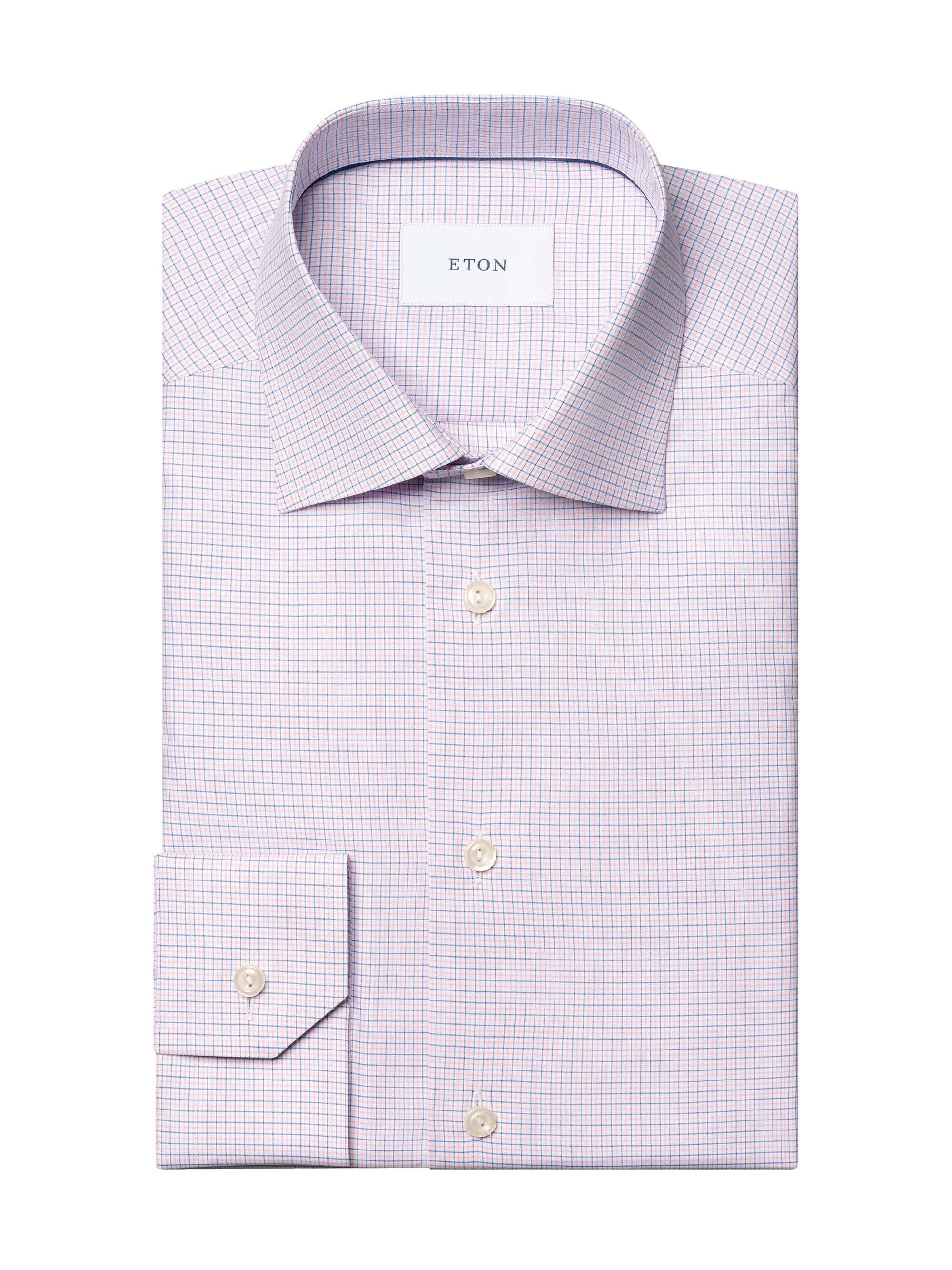Eton Men's Micro-Check Slim-Fit Cotton Twill Shirt - Pink